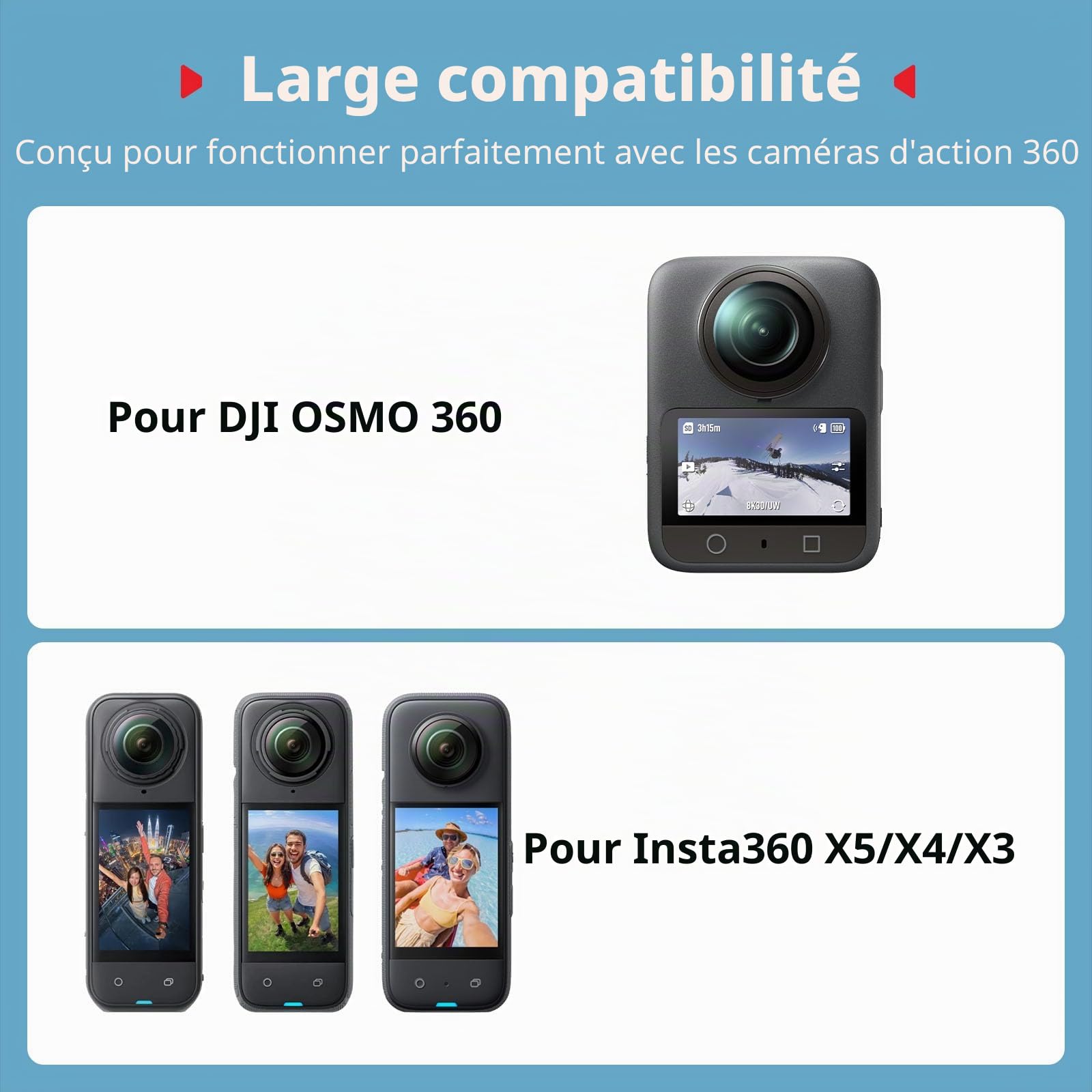 SmallRig Perche à Selfie Invisible Extensible de 150 cm (59 po/4,9 pi) pour Insta360 X5/X4/X3/X2 et DJI OSMO 360, Perche à Selfie Portable pour caméra d'action panoramique avec vis 1/4"-20, 5270