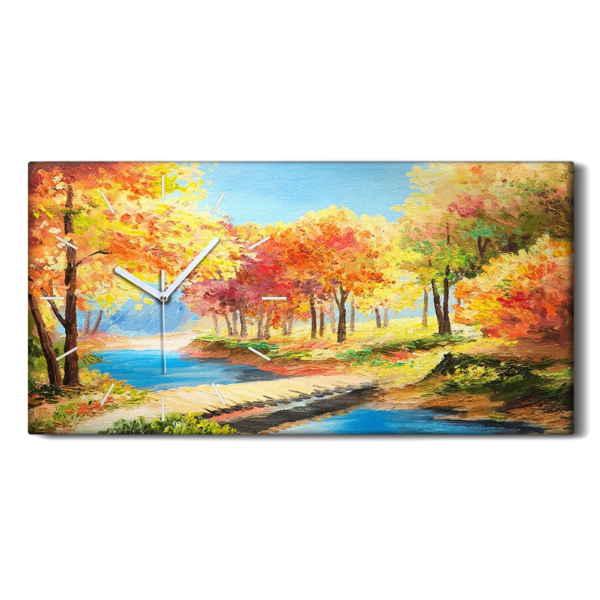 Art moderne arbres de forêt sur une horloge en toile de 60x30cm