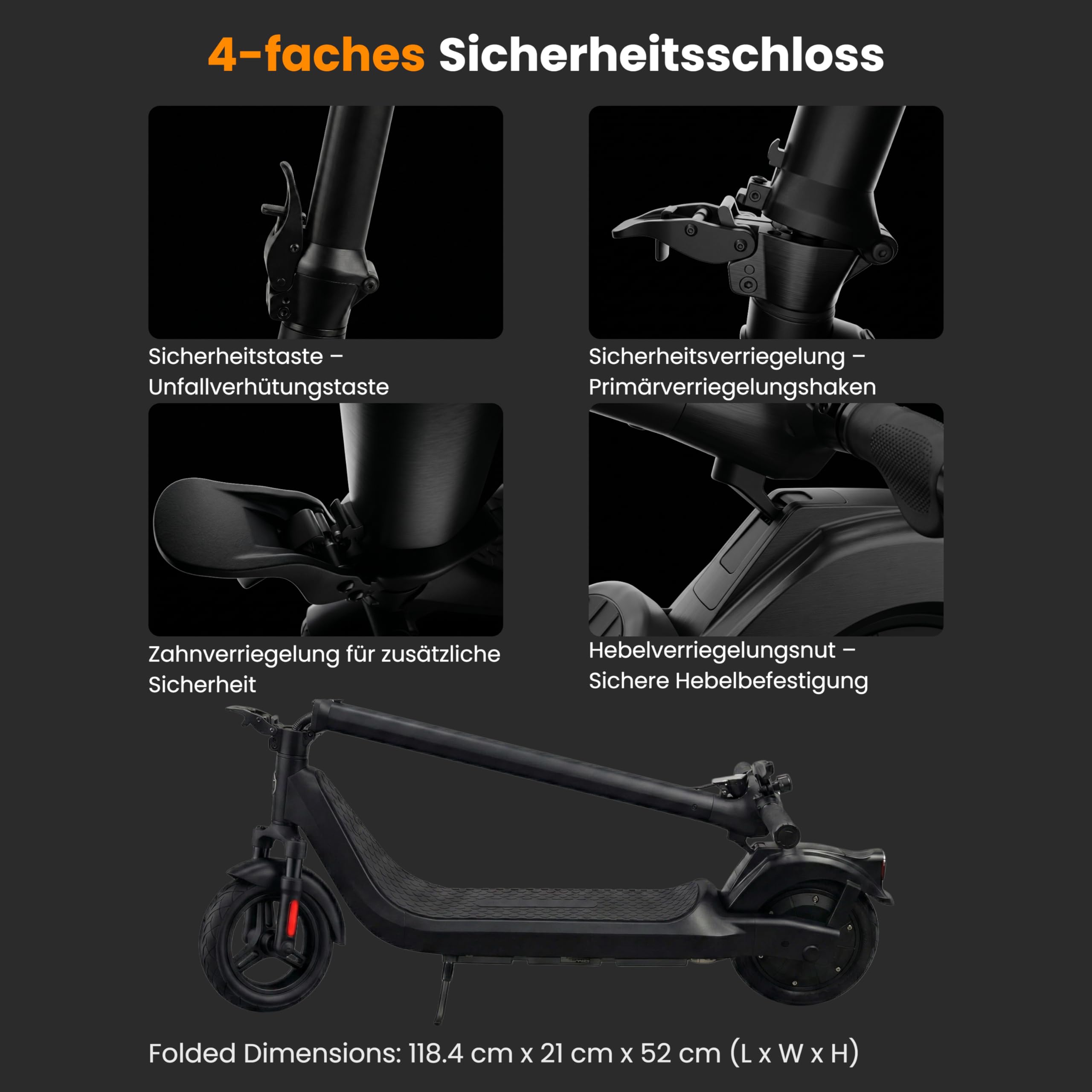 LAELIN E Scooter mit Straßenzulassung ABE, Elektroroller 500W Motor, 10 Zoll Gel Reifen, 35-45 km Reichweite, Vorderradfederung, Doppelbremse & TCS, IPX4