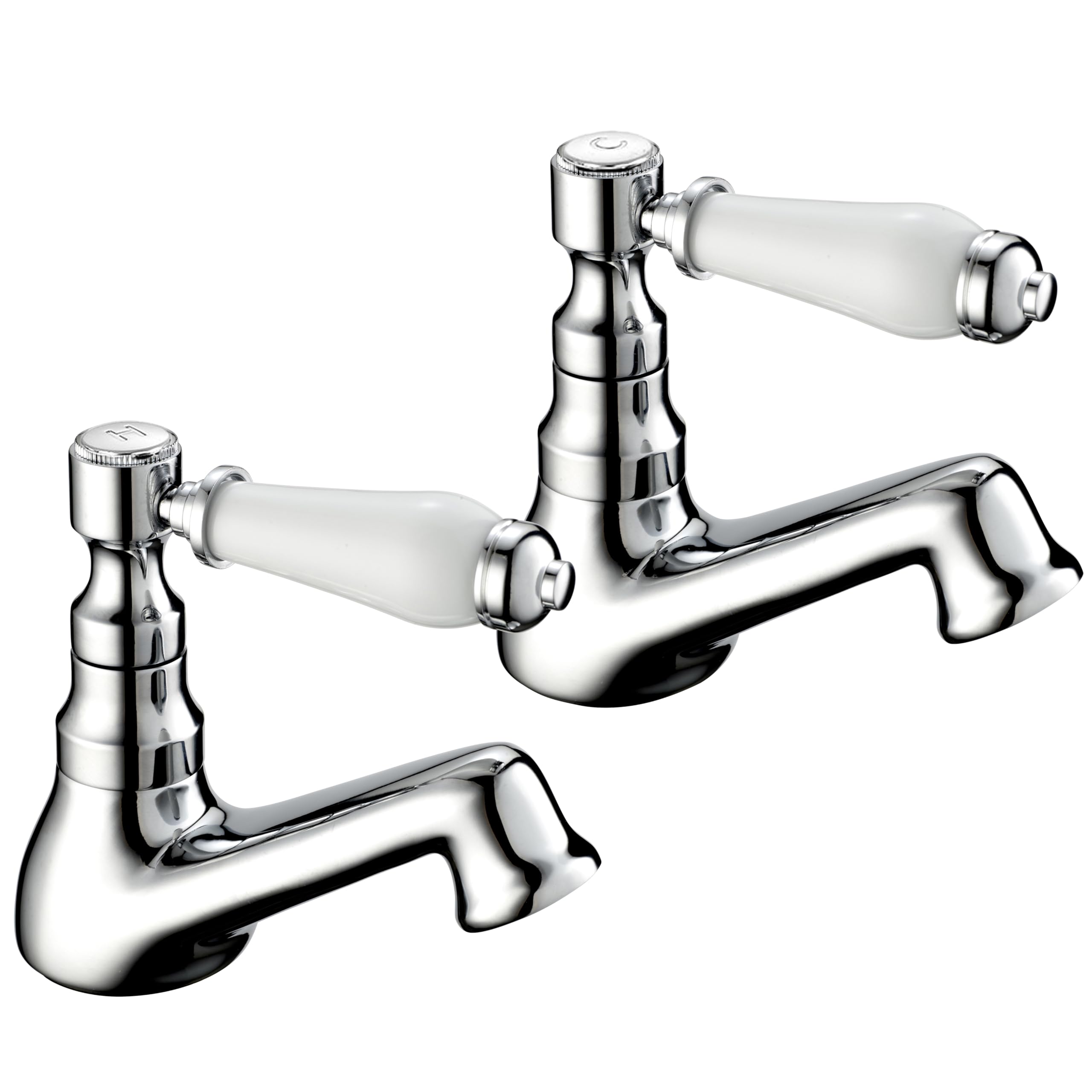 Deva Chrome Bathroom Sink Taps Georgian Single Lever Basin Tap Pair