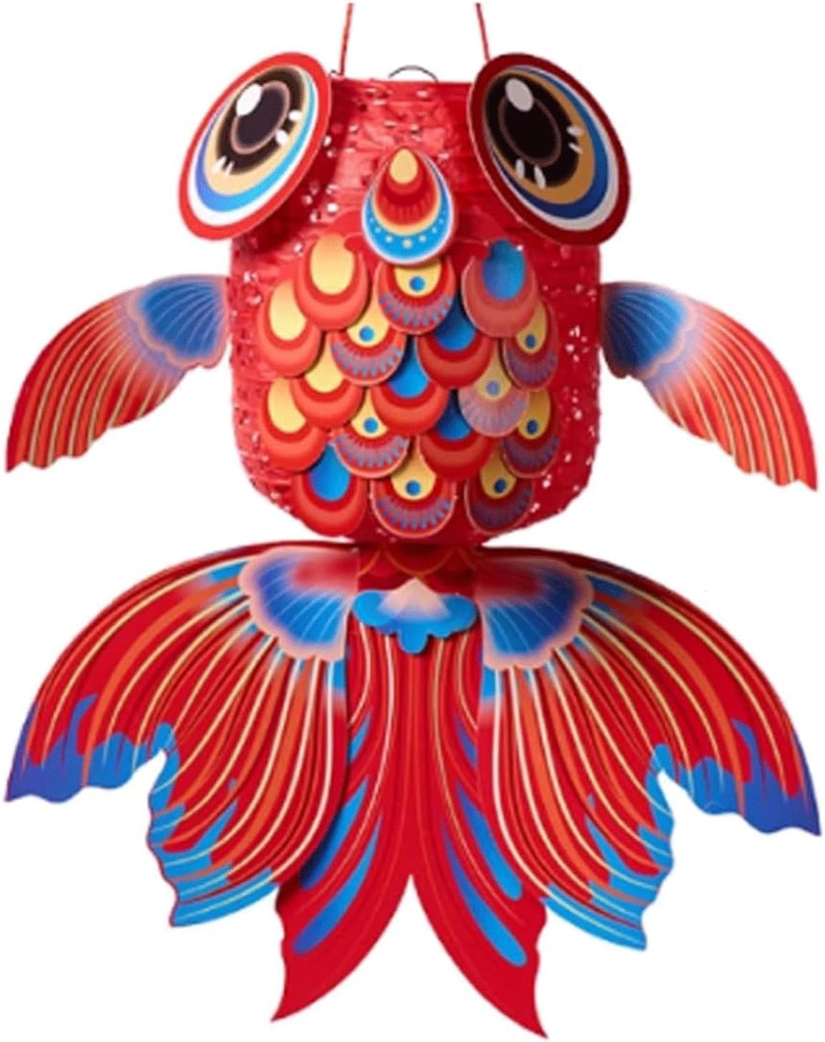 Paper Lanterns Cute Luck Fish-Shaped Chinese Lantern Holiday Party Hanging Paper Lanterns Lamps Portable Mid-Autumn Festival Hanging Lantern(Gold)