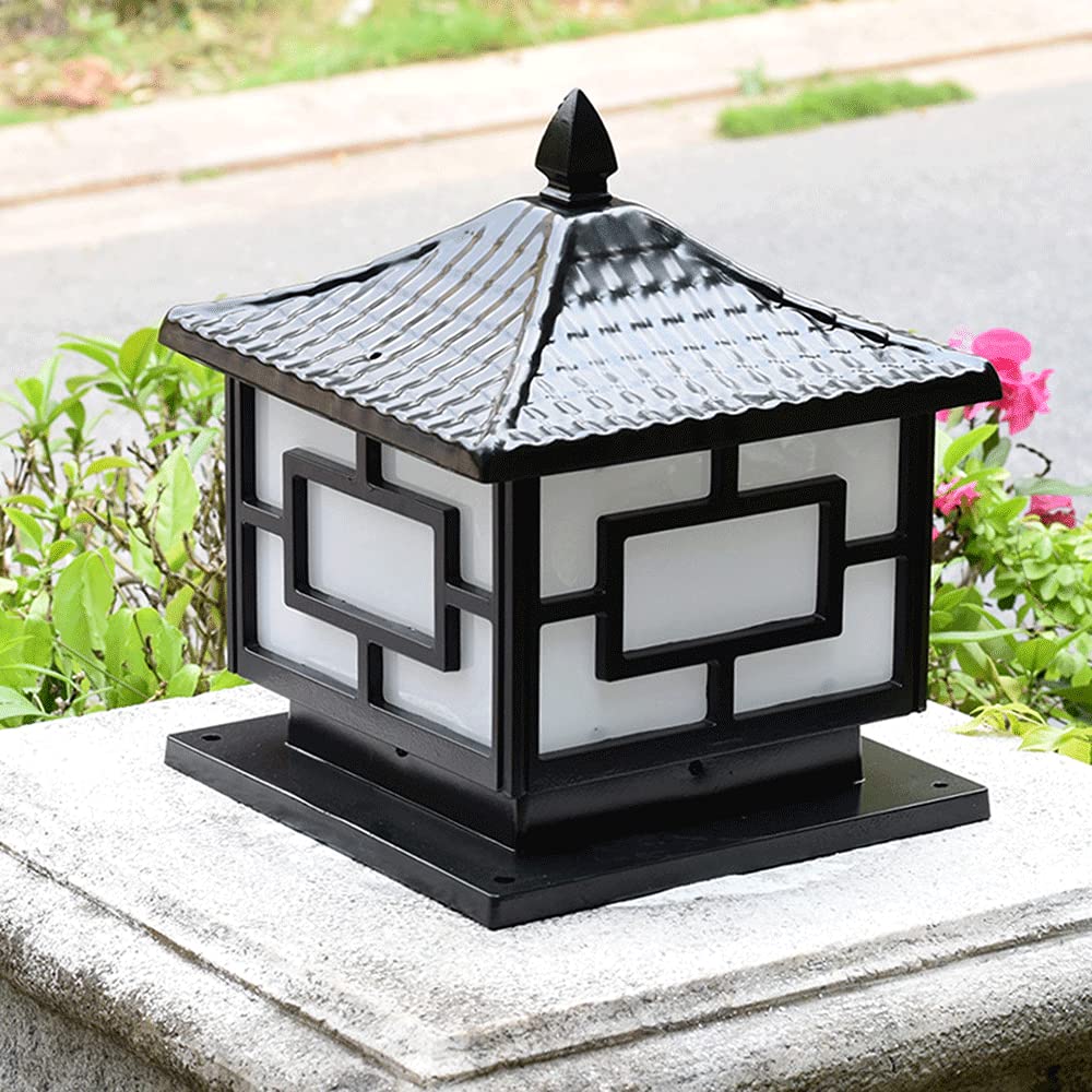 CHENKUI Vintage Black Post Head Light Outdoor Pillar Light Szklany Klosz Ogrodowe Oprawy Oświetleniowe IP54 Z Adapterem Do Montażu Na Molo E27 Base Patio Garden Villa Ogrodzenie Oświetlenie Krajobrazu