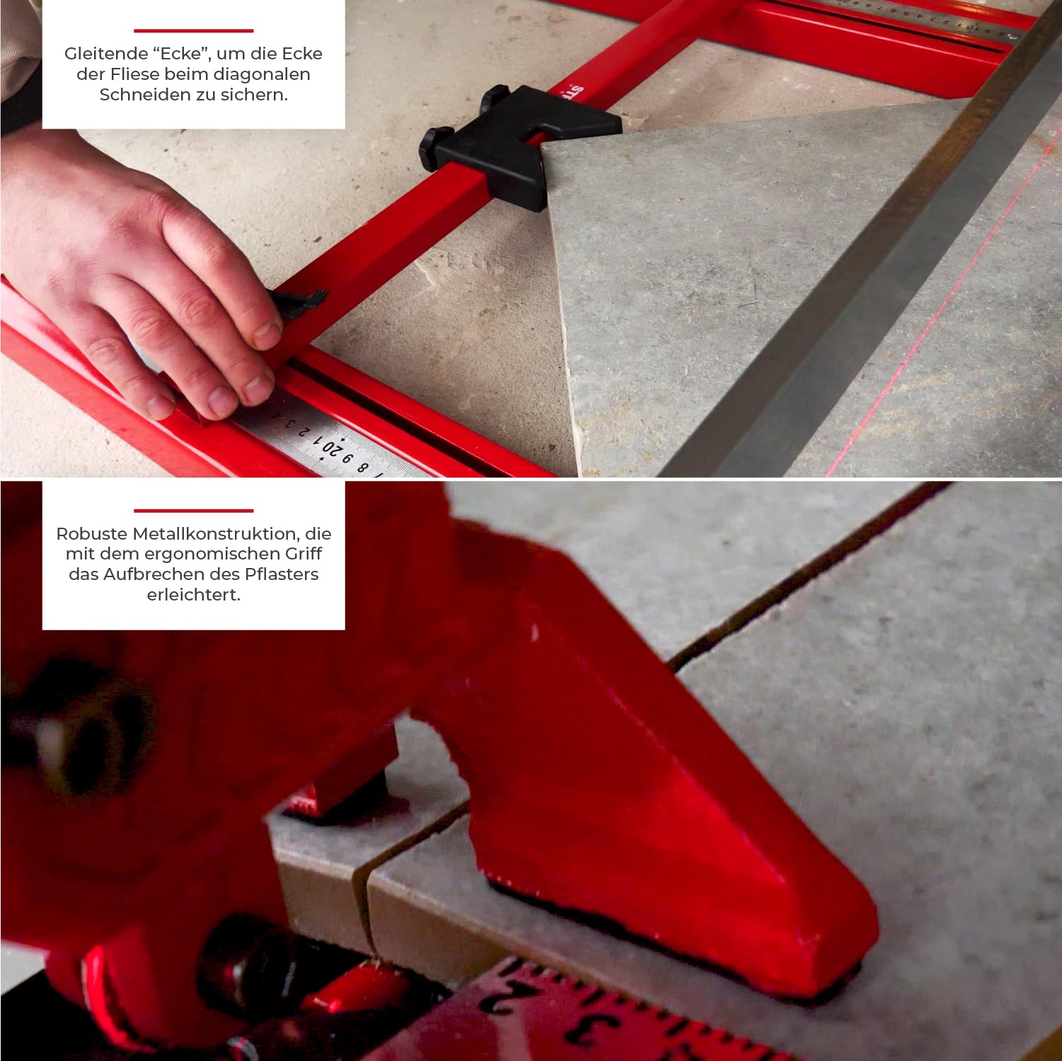 STREND PRO Fliesenschneider 1200mm mit LASER | Fliesen werkzeug PROFI mit TITANIUM schneidrad | 2x Verlängerungsarme, IDEAL für GROSSFORMATFLIESEN | Porzellan, Keramik, Marmor, Glasur, Fliesen