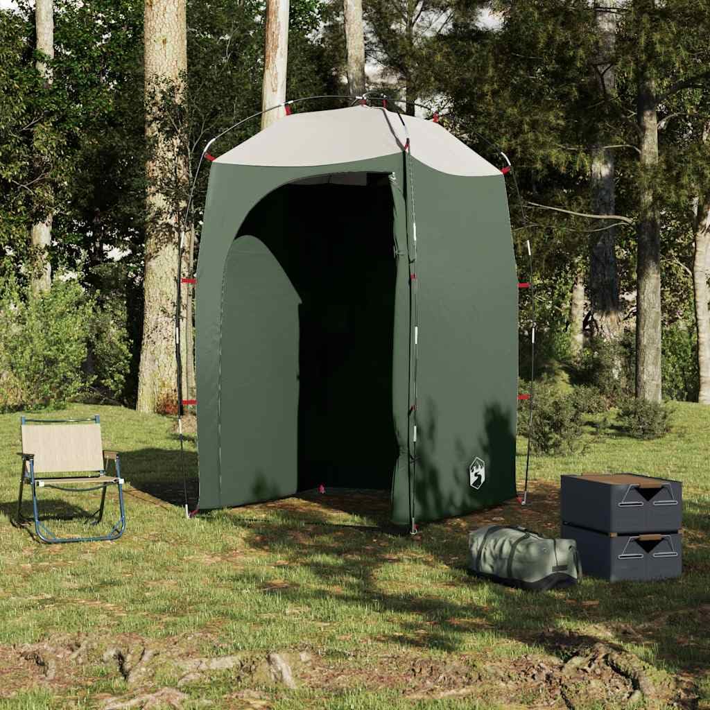 Portable Camping Shower Tent, 140x140x213 cm | Foldable privacy shelter with door, window, and carrying bag for outdoor toilet, dressing, and locker room use.