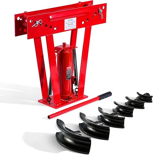 Miniatura 9 de VEVOR Dobladora de tubos hidráulicos, máquina dobladora manual de tubos de escape de cobre de 12 toneladas con 6 troqueles (1/2" - 2") y rodillos