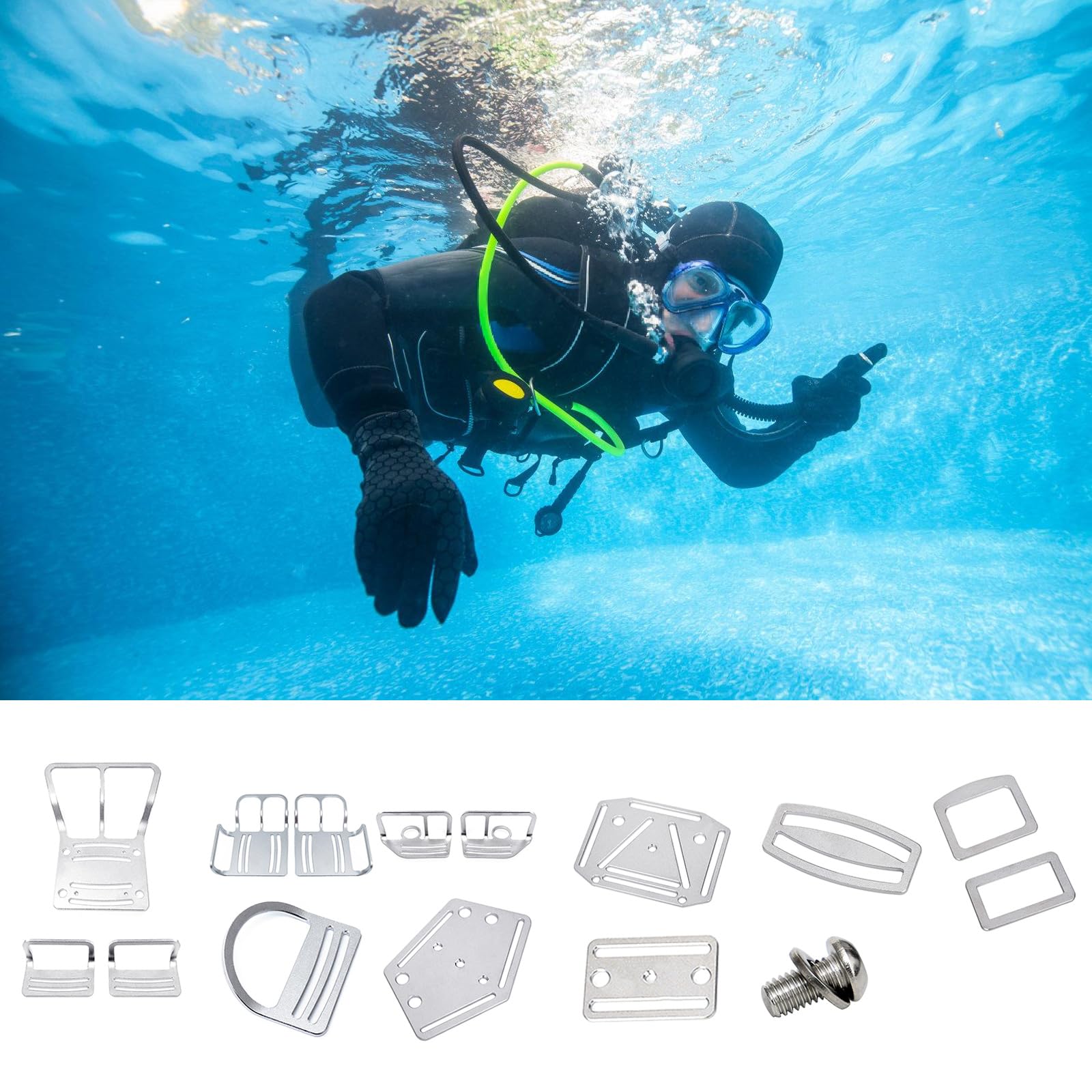 Ceinture de poids de plongée en acier inoxydable - Sidemount Gear - Boucle coulissante de rechange - Montage latéral - Boucles coulissantes