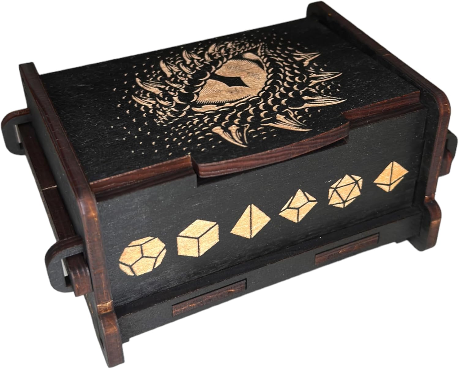 Dice Box - BLACK - 6x4x3 Also holds jewelry and great for desks and desk top items (Dragons Eye)