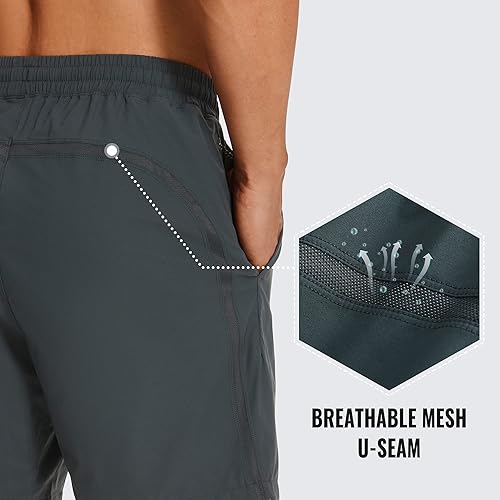 Miniatura 2 de CRZ YOGA Pantalones cortos de gimnasio sin forro para hombre, 7 pulgadas, ultra ligeros, de secado rápido, entrenamiento, correr, entrenamiento,