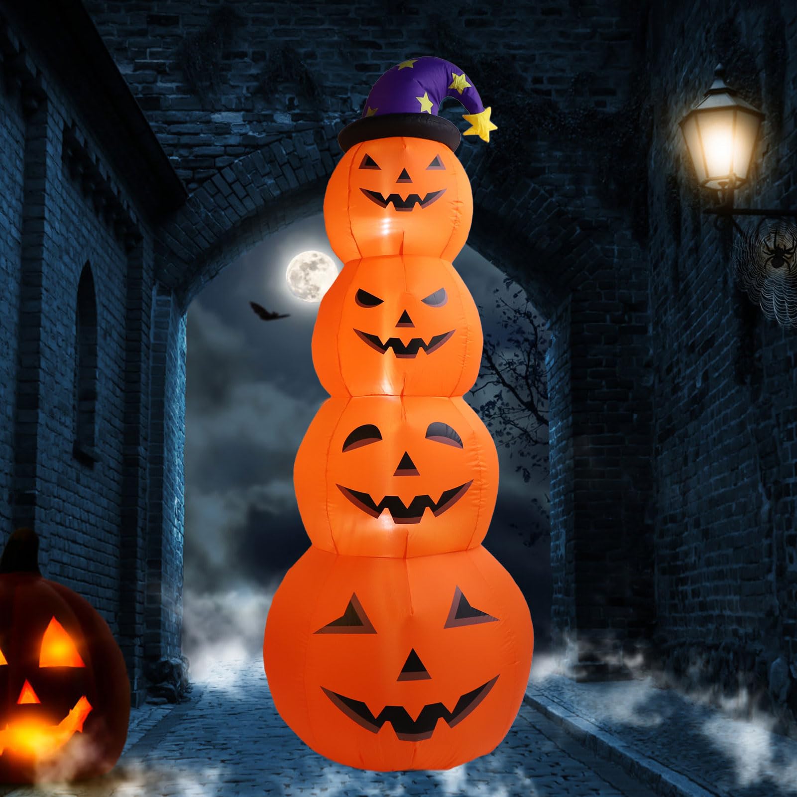 Diyeeni Calabaza Inflable de Halloween de 7.9 Pies de Altura con LED Integrados Que Explotan la Decoración Gigante de Calabaza Aterradora para Jardín, Césped, Iluminando (Enchufe UE