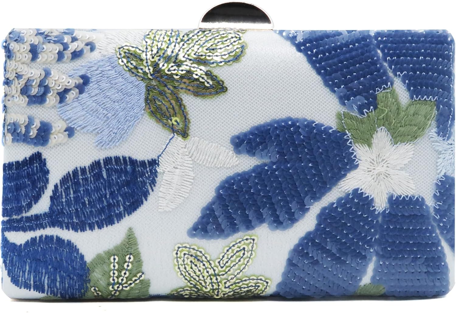 Beaded Sequin Flower Clutch Purses For Women Floral Embroidery Formal Evening Handbag Chain Strap Shoulder Bag