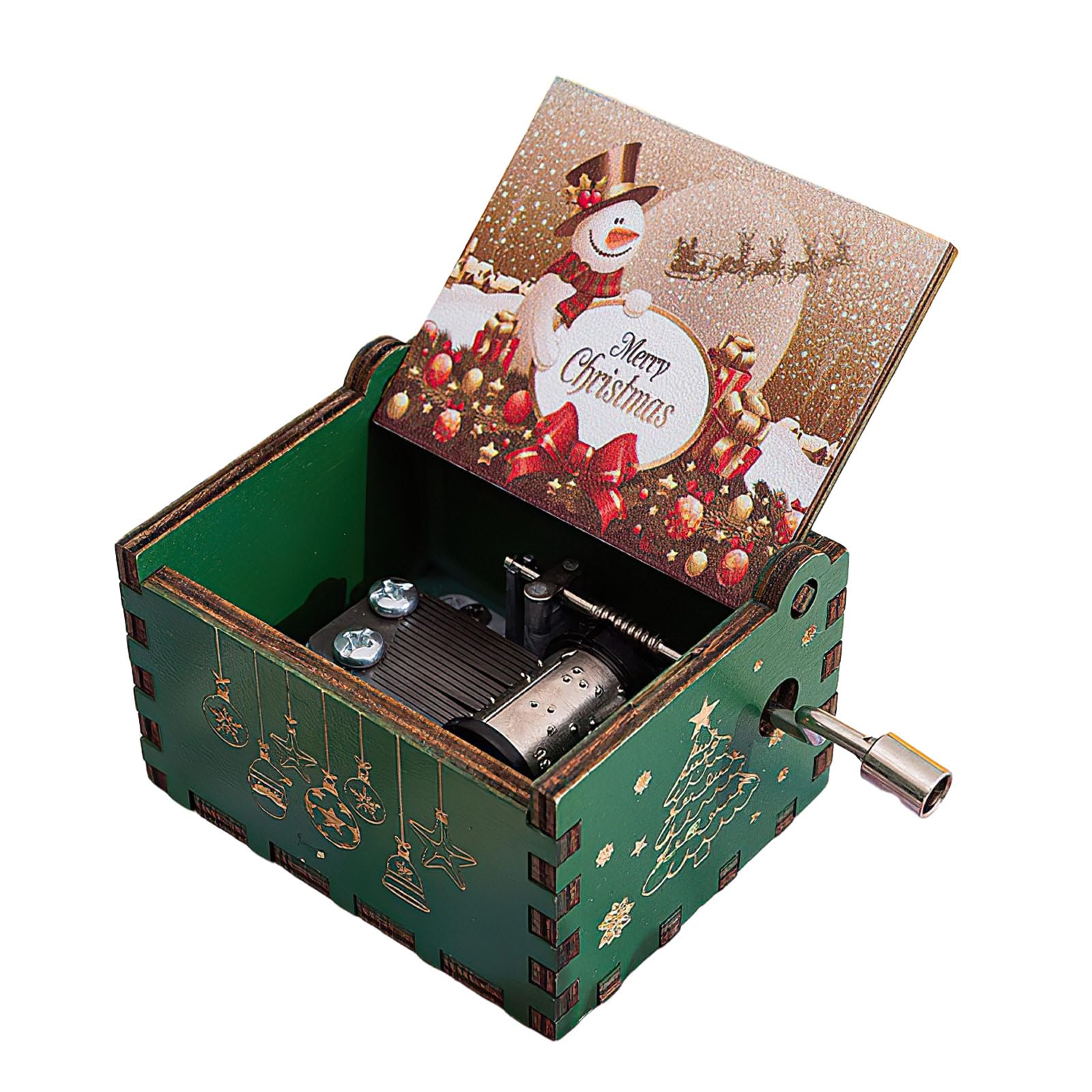 Zorkkra Green Wooden Music Box - Handcrank Musical Box, No Battery, Premium Wood & Metal Mechanism, For Her, You Are My Sunshine (Green)