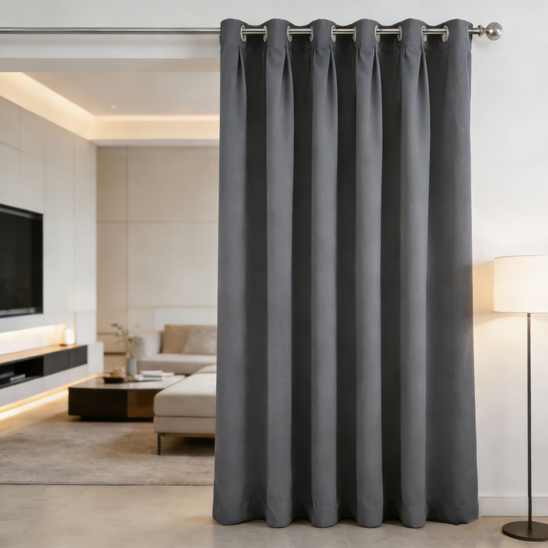 Rideau thermique salon et dressing occultant anti-chaleur gris