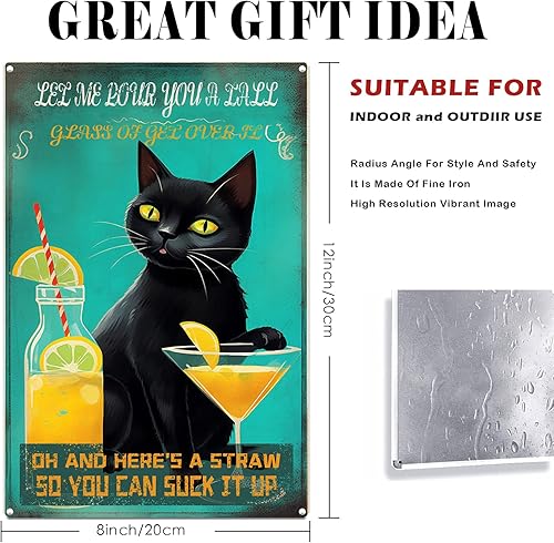 Miniatura 2 de Letreros vintage con texto en inglés Cat Let Me Pour You A Tall Glass of Get Over It (Cat Let Me Pour You A Tall Glass of Get Over It)