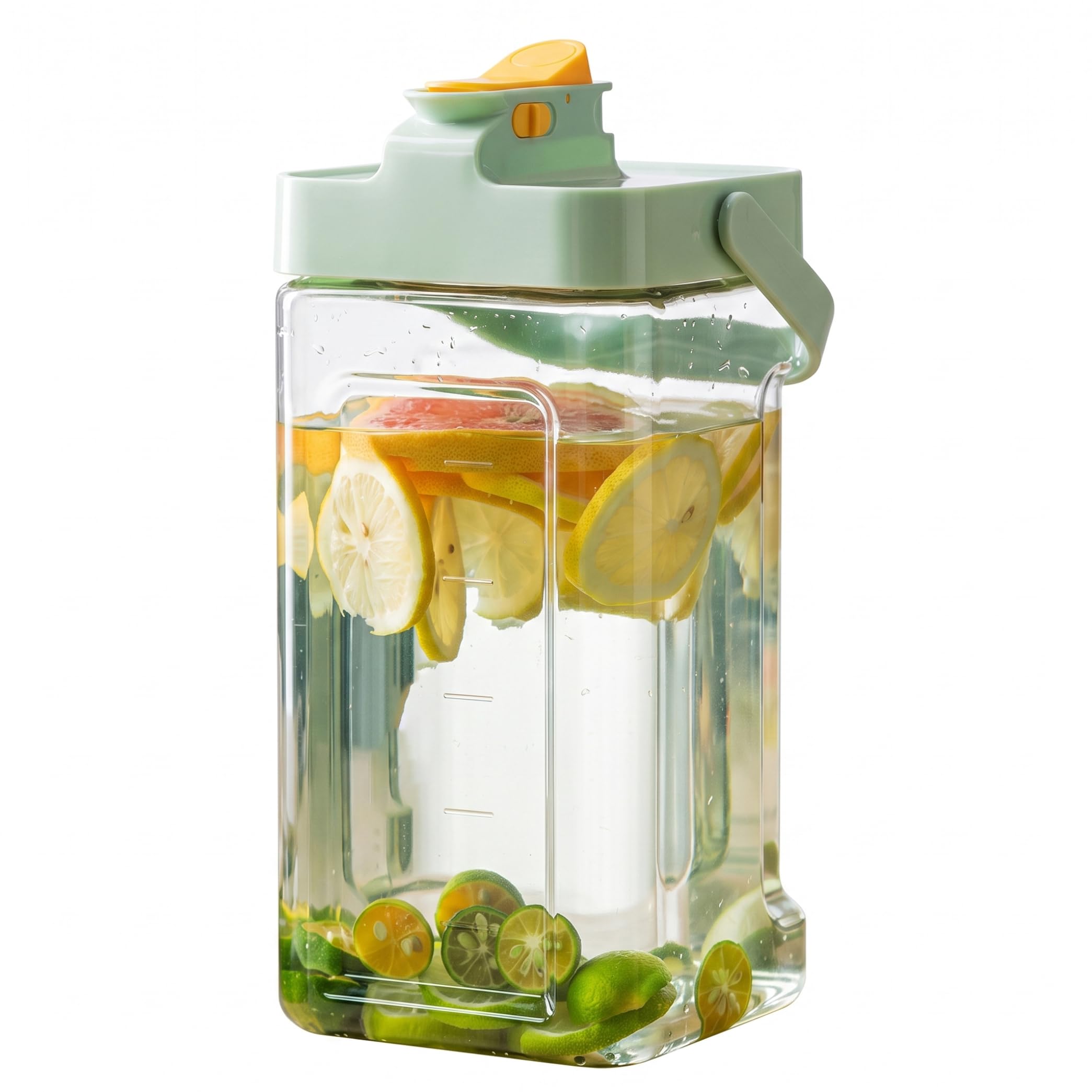 Jarra con tapa de 3500 ml, jarra de agua con espita: ahorra espacio, a prueba de fugas, para frigorífico, hogar y camping, verde