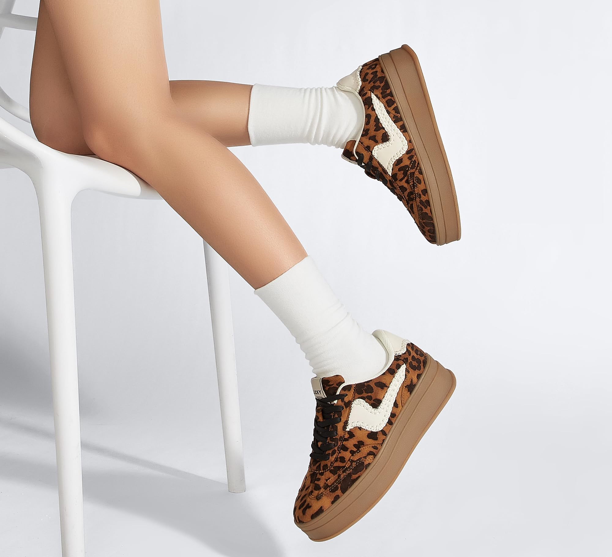 LUCKY STEP Zapatillas de Plataforma para Mujer – Zapatillas Chunky de Moda, Calzado Casual con Cordones, Cómodas para Caminar y Uso Diario