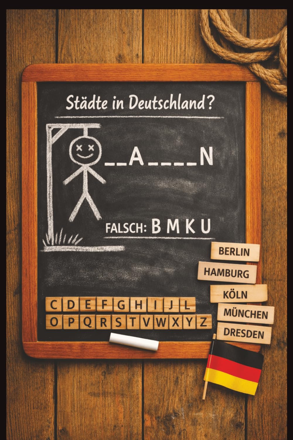 German Cities Hangman Puzzle Book: 320 Fun Word Guessing Puzzles Featuring Famous Cities Across Germany for Teens, Adults, Travelers, and German Language Lovers