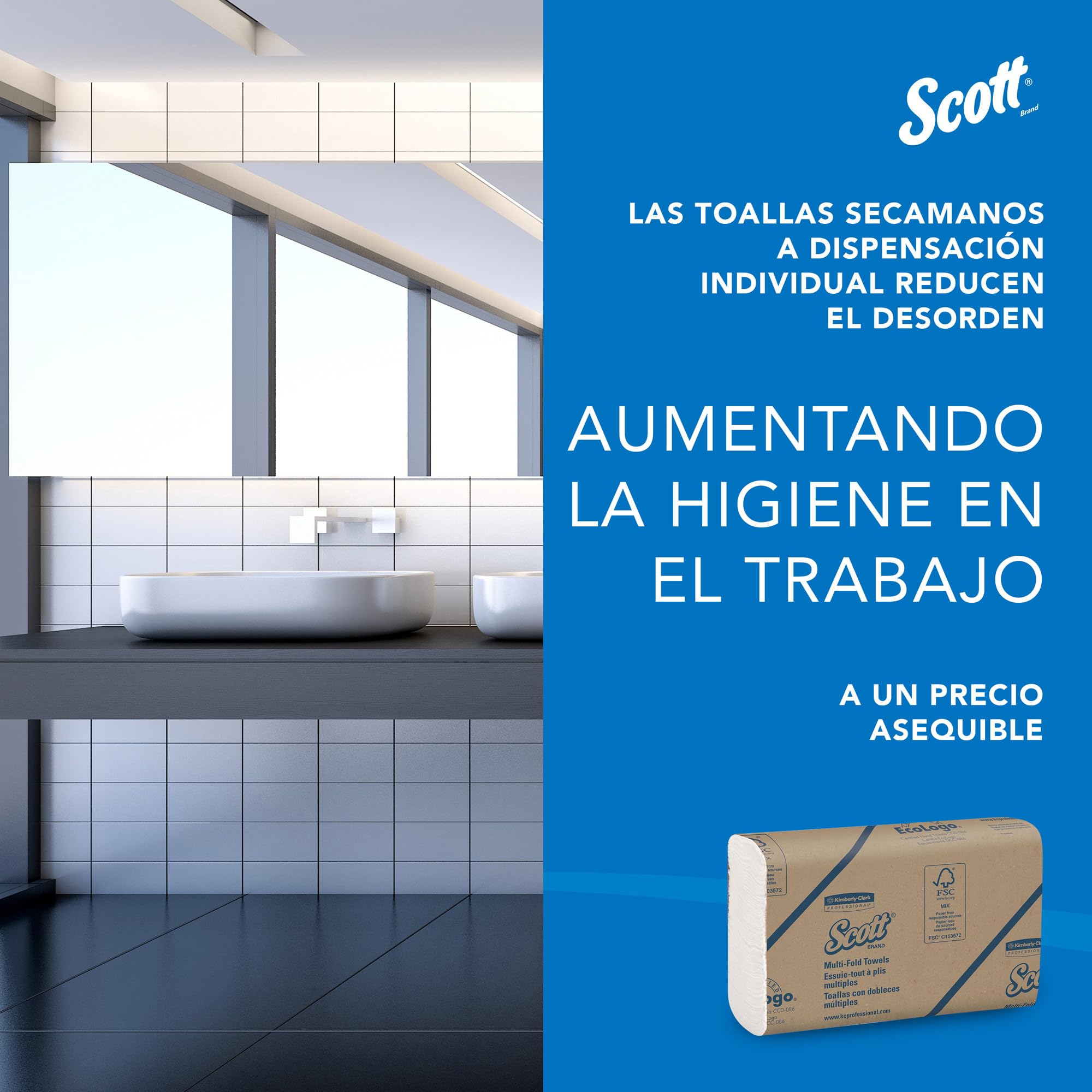 Scott Multifold Toallas de Mano 1804, Intercaladas, Tecnología Absorbente, 16 Paquetes x 250 Hojas (4.000 total)