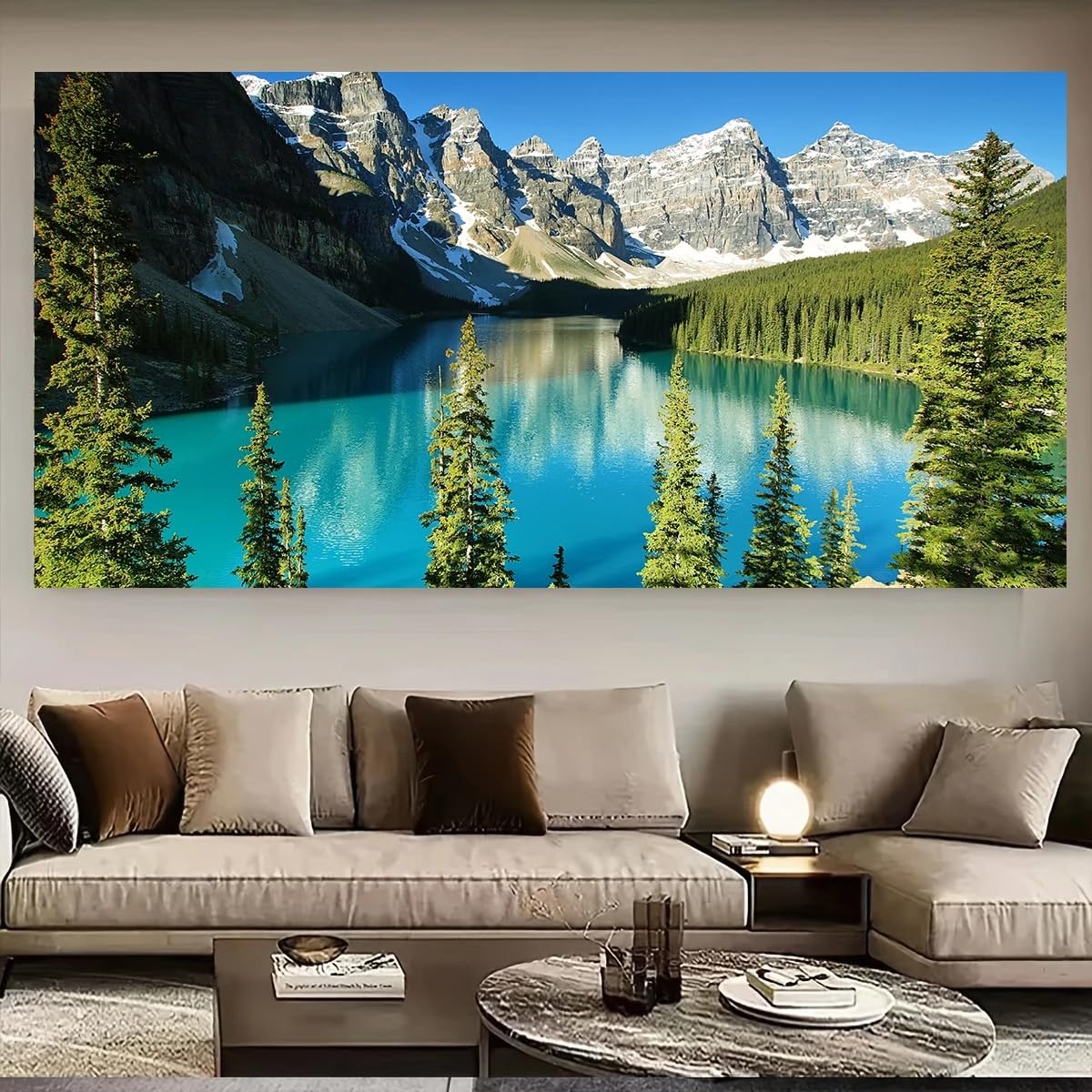 GOSRD Canvas Prints Poster Breathtaking Alpine Lake Scenery Canvas Art Photorealistic Wall Decor for Living Spaces Print(30x60cm)