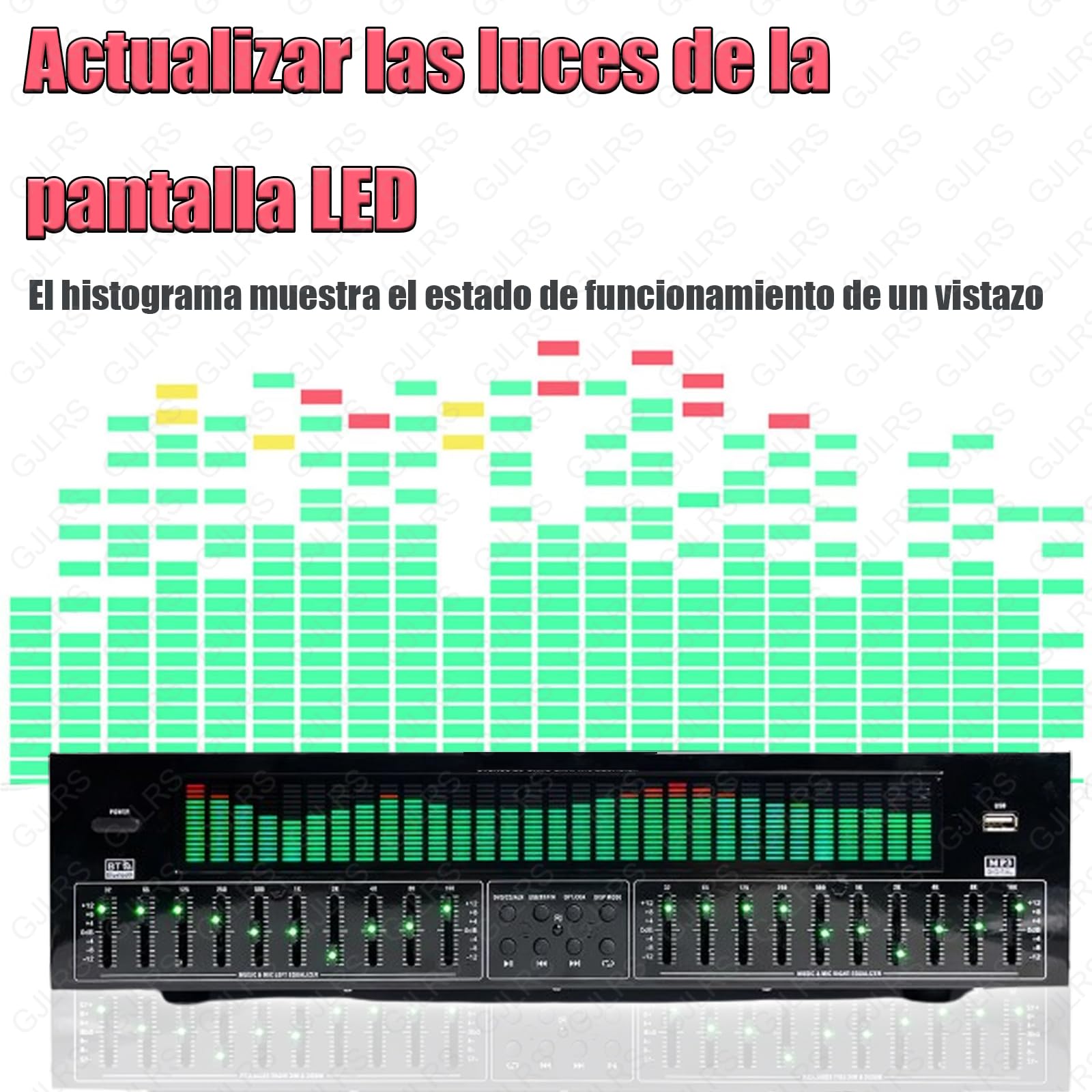 Ecualizador De 31 Bandas, Mezclador De Audio Estéreo, Procesador De Mezcla De DJ, Respuesta De Frecuencia De 20 Hz a 20 Hz (±1,5 DB), Compatible con Reproducción De Disco U, 12 Opciones De Modo