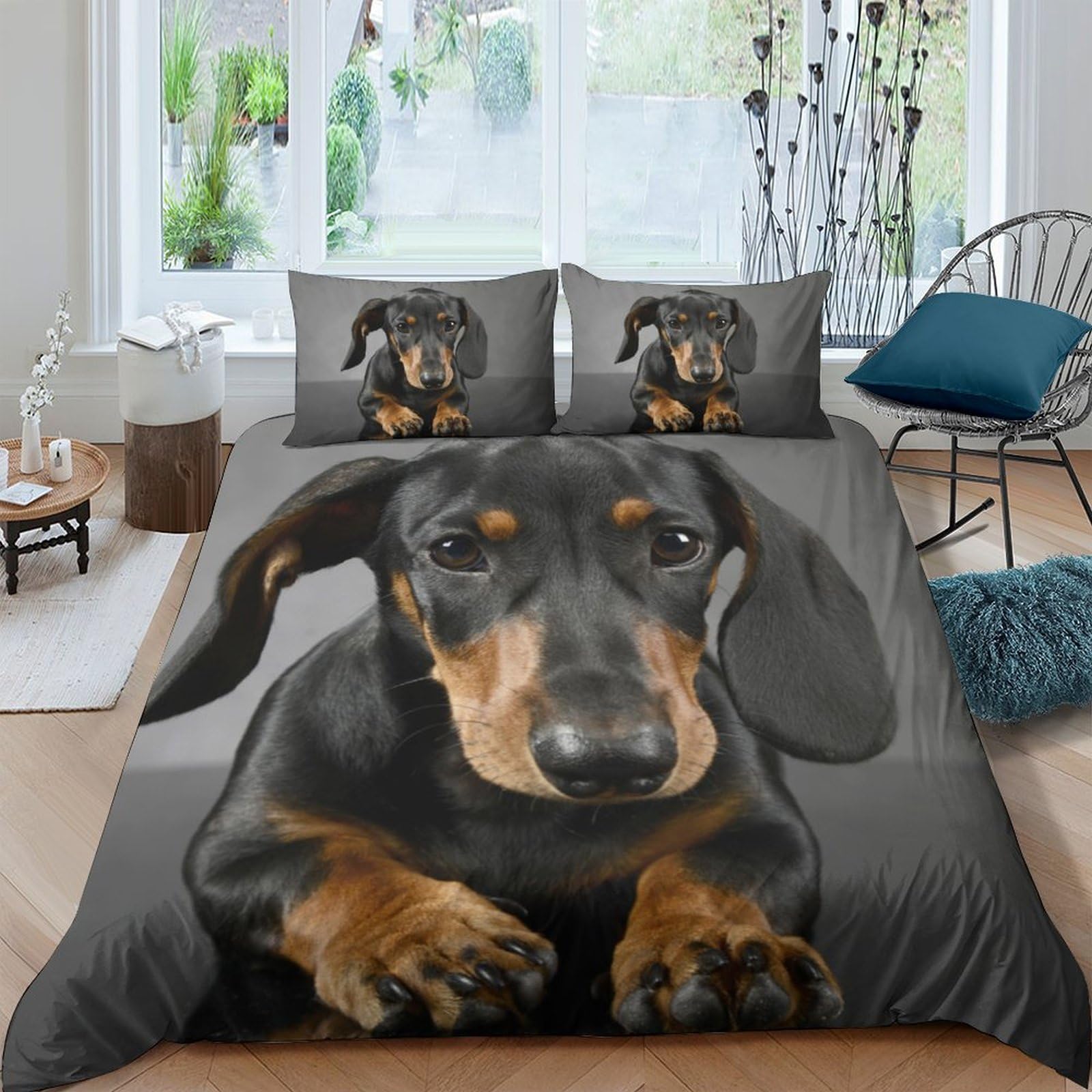 Ctjqhvkz Style-2 3D Printed Dachshund Fitted Sheet Microfiber Soft Breathable Dog Pattern Mattress Cover For Bedroom Dorm Decor Single（135X200cm）