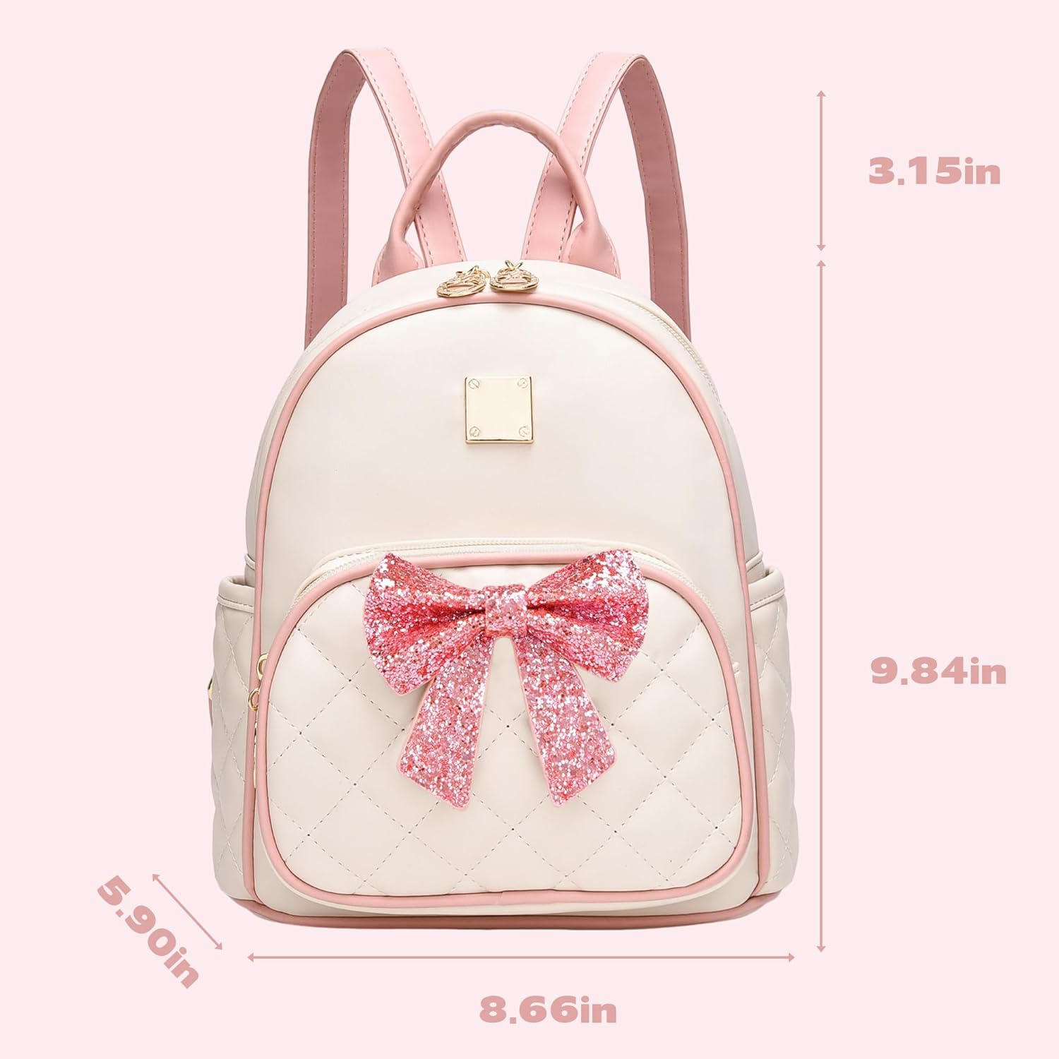 I IHAYNER Mini Backpcak for Girls Small Bowknot Quilted Leather Backpack Purse for Women Travel Cute Trendy Stuff Gifts for Kids Hot Pink - Image 3