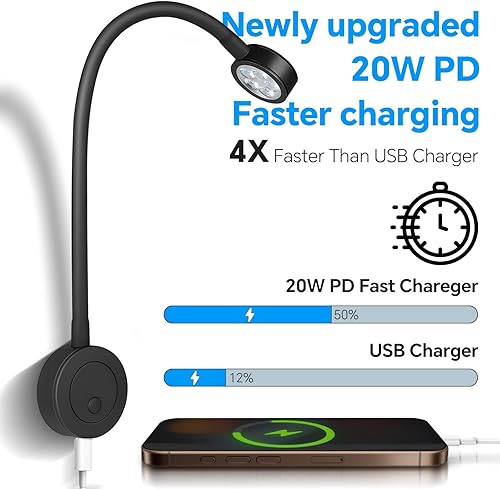 Miniatura 9 de acegoo Luz de lectura LED de 12 V, lámpara de lectura de cabecera de barco RV, luz de cama flexible de cuello de cisne de 12 voltios para cámper,