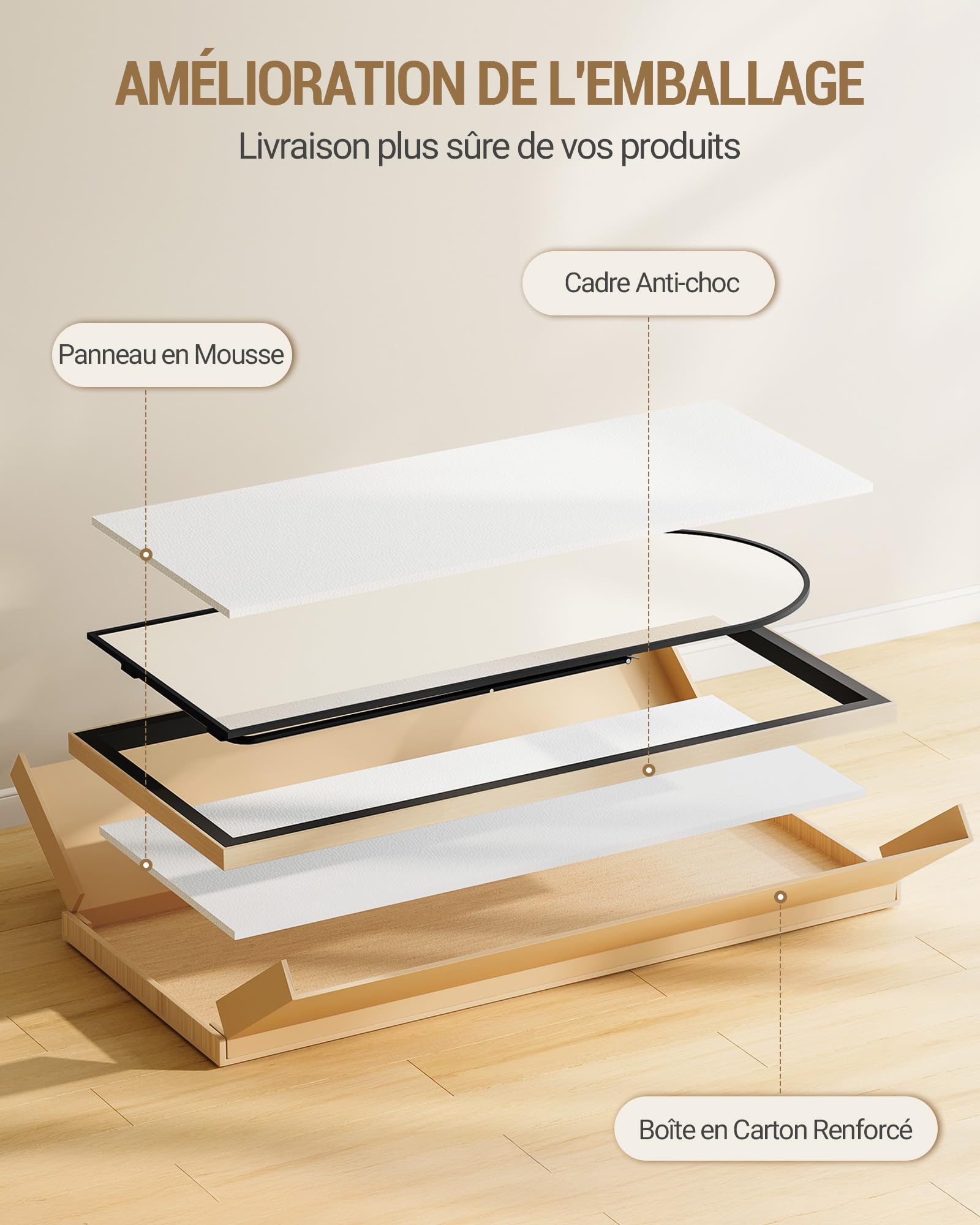 Miroir Intégral sur Pied 160x50 cm Verre Trempé Cadre Aluminium Noir