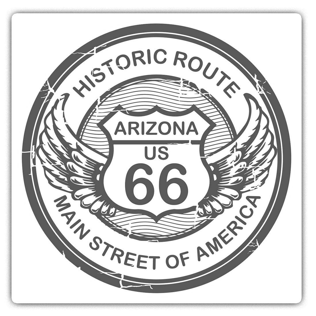 Destination Vinyl Ltd Multi 2 X 10Cm Square Vinyl Stickers - Arizona Route 66 Tour America Usa Decals 40302