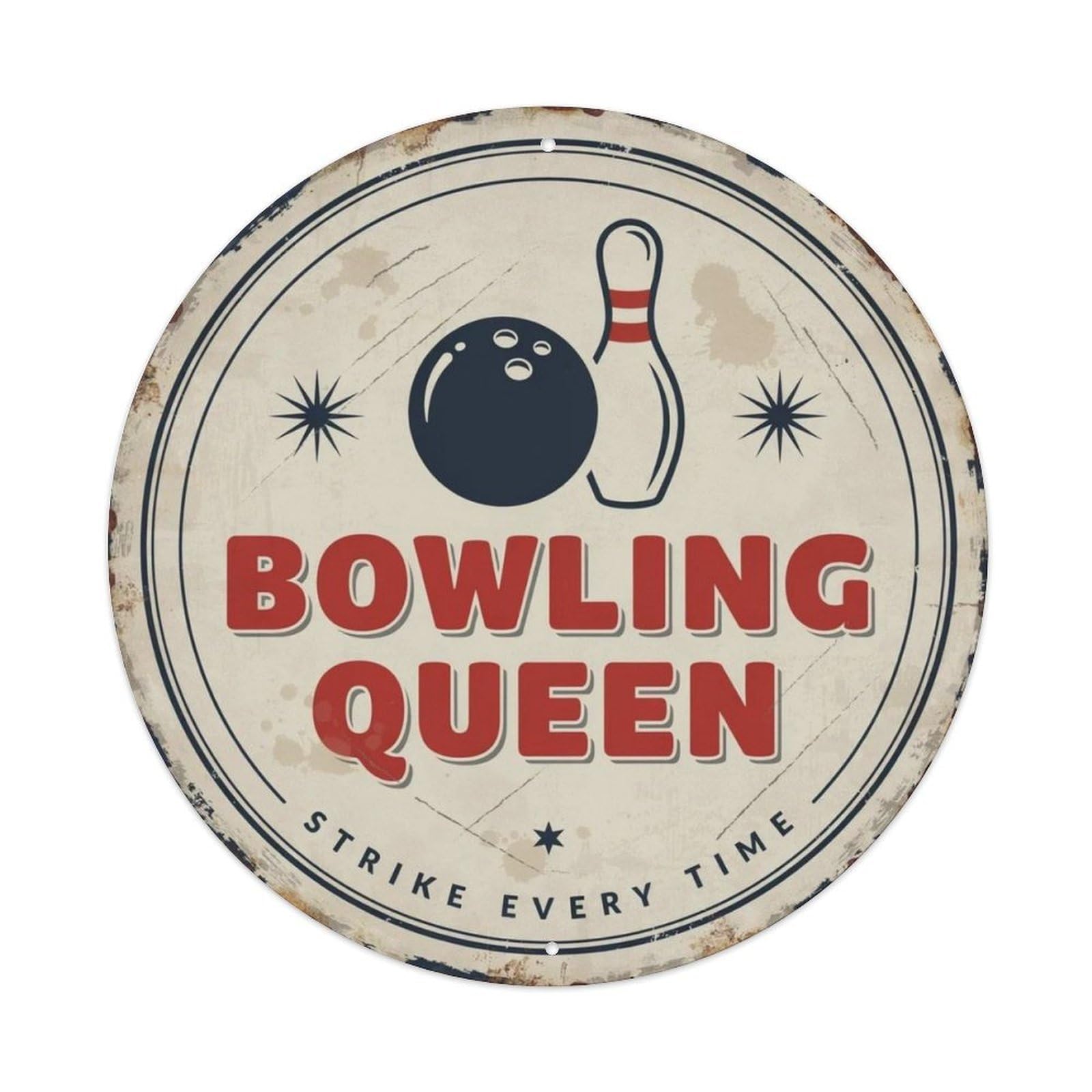 Lvalogy Style Bowling Queen Metal Tin Sign Plaque