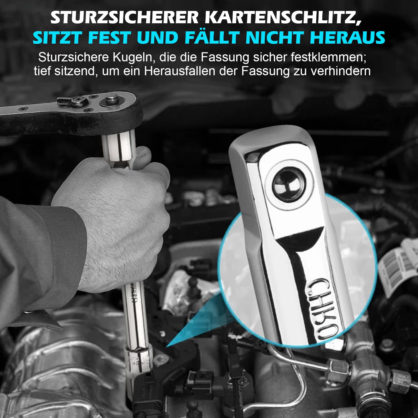 Offset klucz przedłużający, klucz offsetowy z adapterem do wiertarki elektrycznej i 3 kluczami hakowymi, chromowo-wanadowe przedłużenie grzechotki do wąskich pomieszczeń samochodowych, z