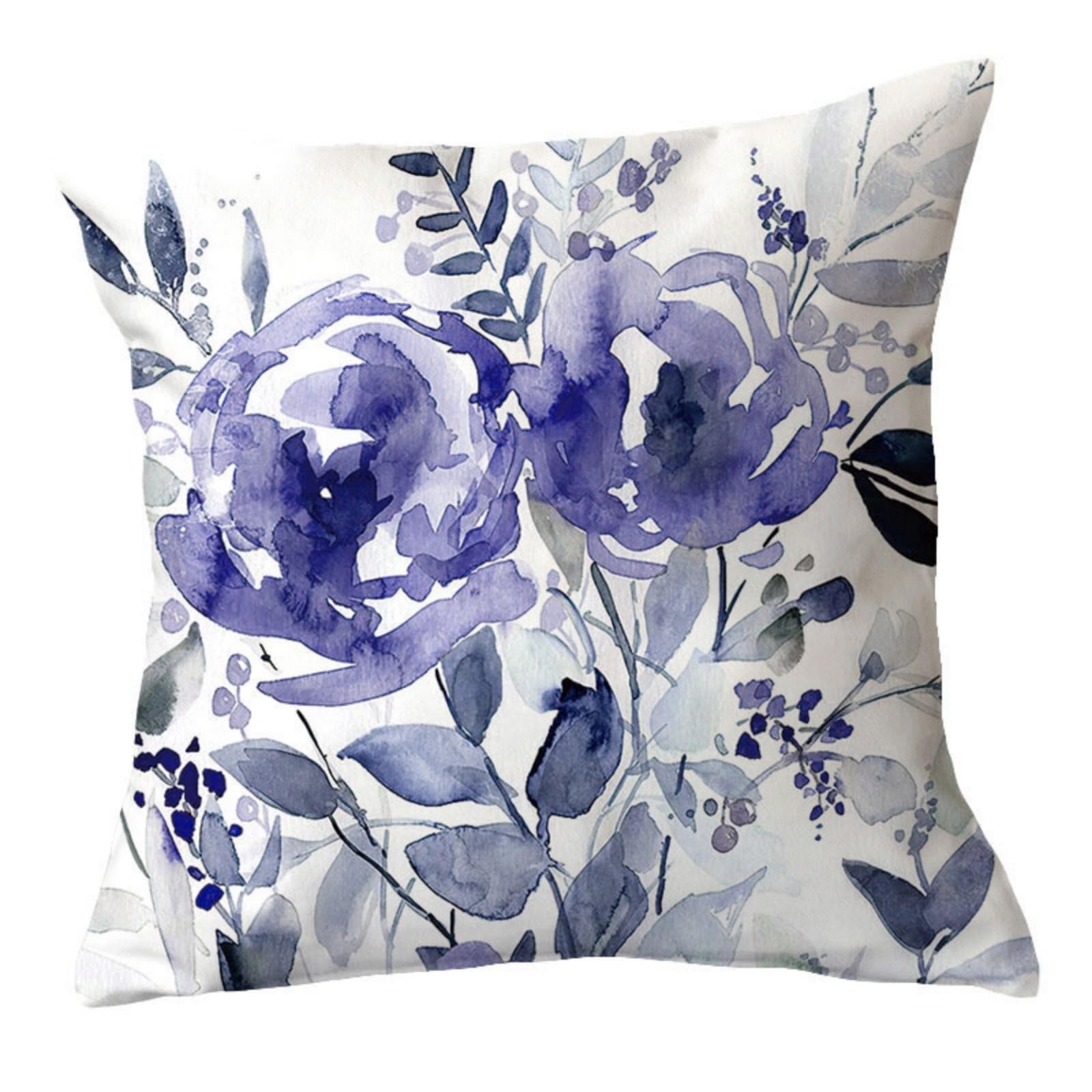 wxlmom Cushion Covers 40cm x 40cm Purple Plants Pillowcase Invisible Zipper