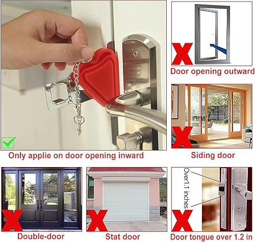Miniatura 6 de MBBEST Cerradura de puerta portátil y alarma de tope de puerta, kit de puerta de seguridad de doble protección, dispositivos de seguridad de puerta,