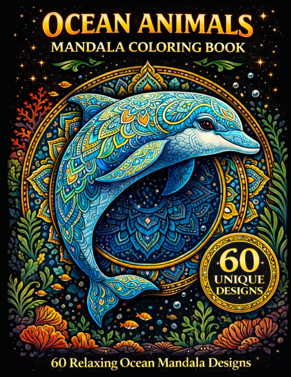 Ocean Animals Mandala Coloring Book: 60 Beautiful Sea Creatures with Relaxing Mandala Designs for Stress Relief and Creative Coloring (Mandala Escape Coloring Series)