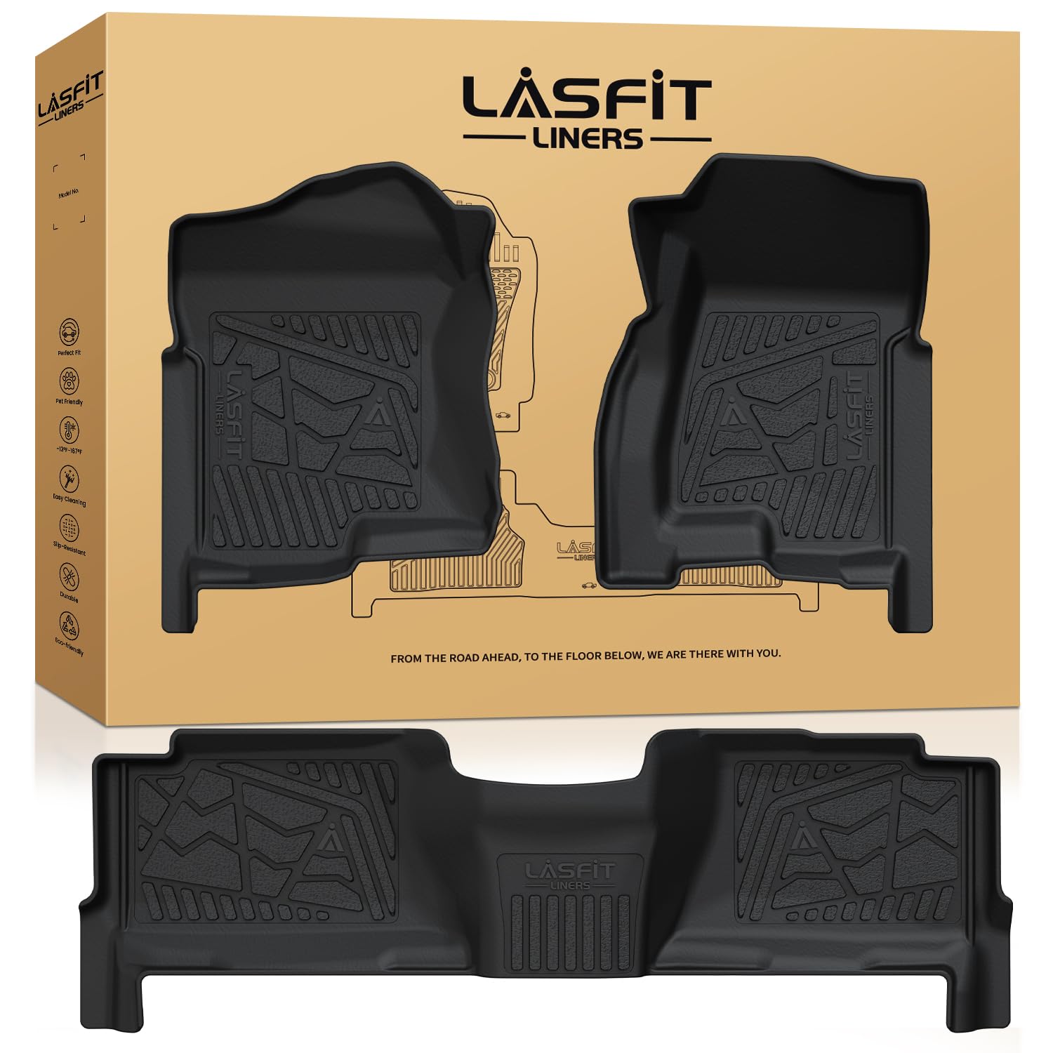 lasfit floor mats for chevy silverado/gmc sierra 1500 2500/2500 hd 1999-2007, 3500hd 2001-2007(2007 fit classic body only) crew cab, suburban/yukon xl/escalade esv (2nd row bench seat only) 2000-2006