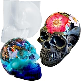Skull Mold, Funstorm 3D Skull Silicone Molds, with Exact Detail, Upgraded Skull Epoxy Resin Molds for Candle Making, Resin Casting Art Crafts Home, Outdoor, Holiday Decor
