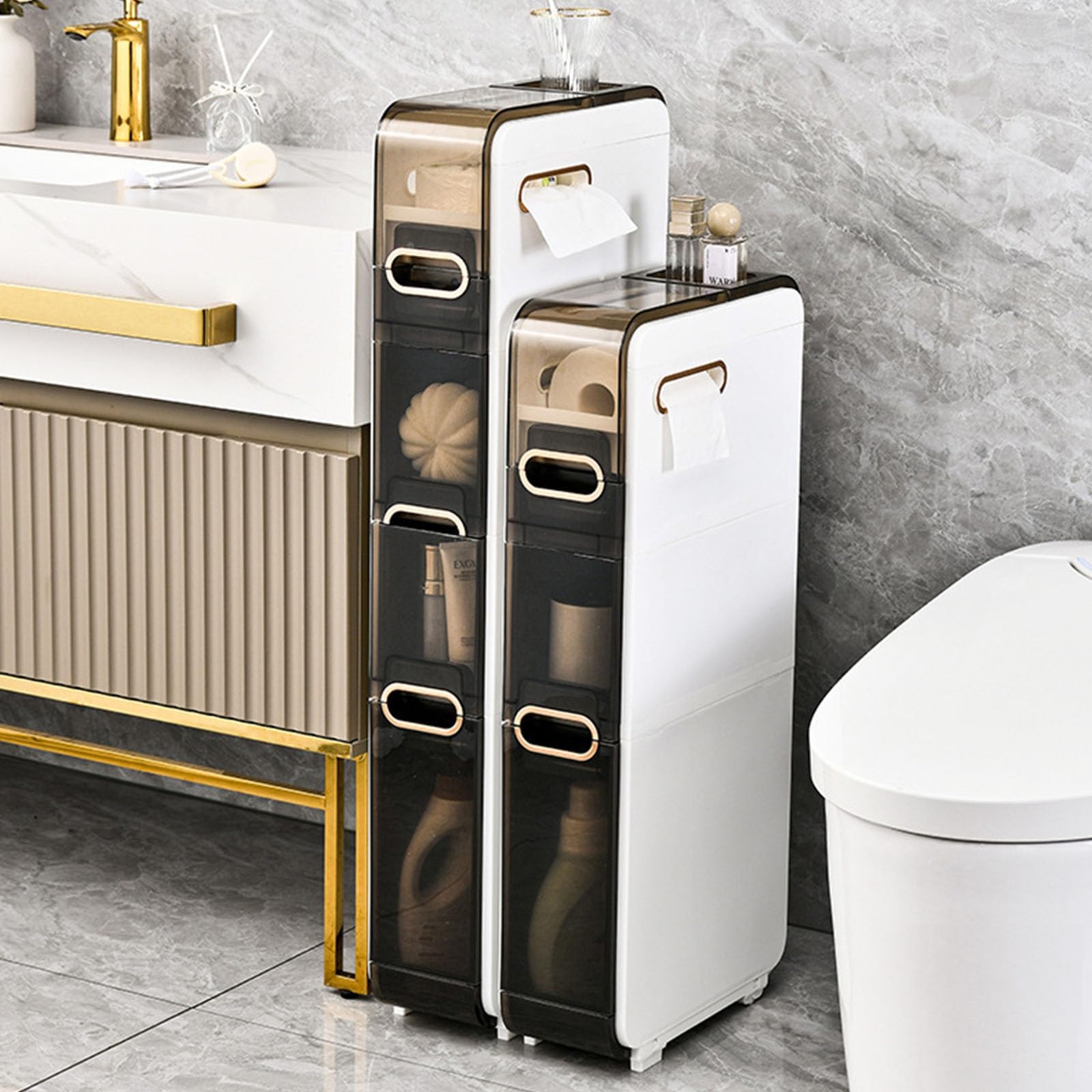 Genérico Armario de Almacenamiento con Ruedas, Instalación Gratuita, Almacenamiento para Baño,Armario de Baño de pie, Estante Adecuado para Cocina, Dormitorio, Sala de Estar(5 Tire)