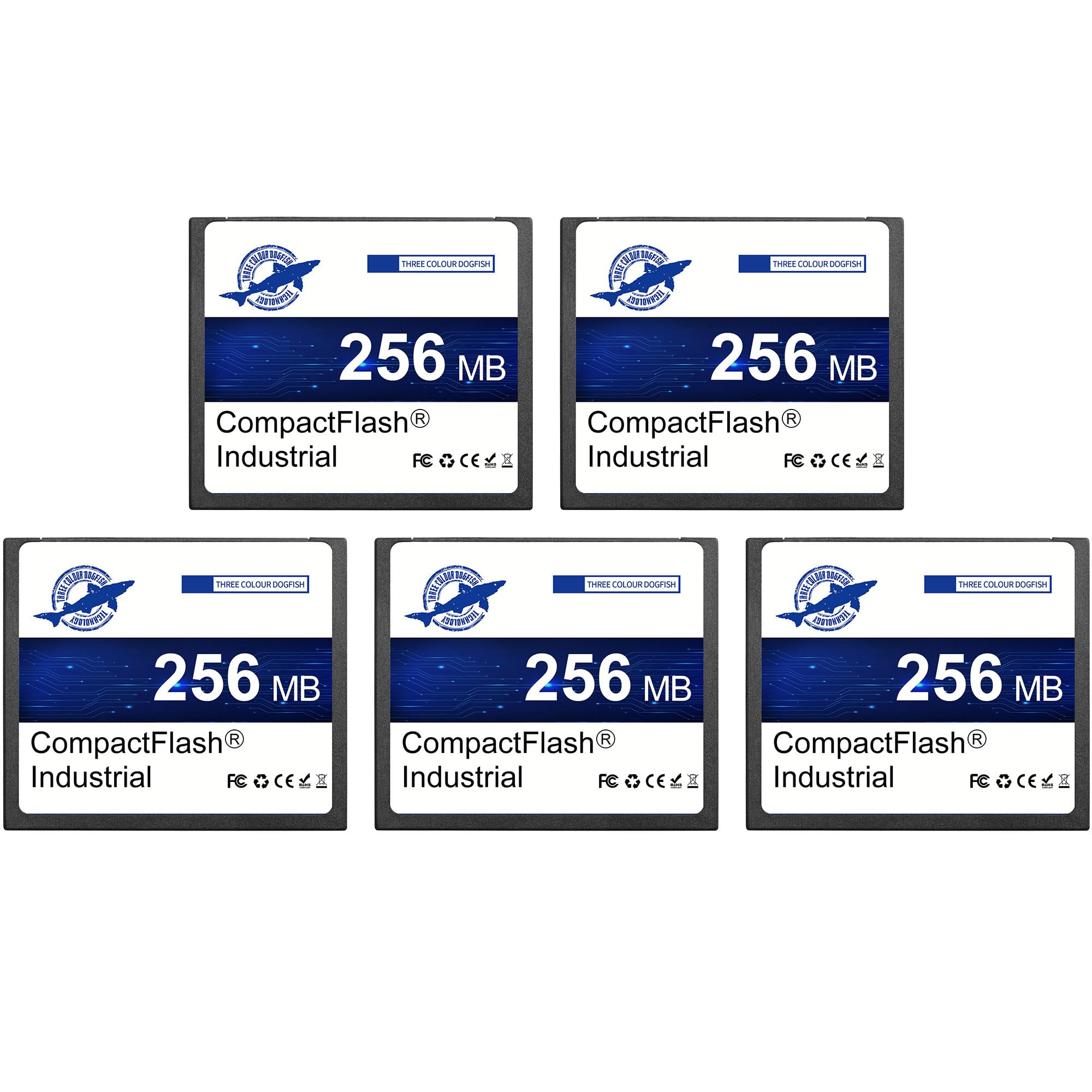 Dogfish Tarjeta de Memoria CompactFlash 256MB 5PACK, Industrial CF Memory Card, para Cámaras Antiguas DSLR y Equipos Industriales