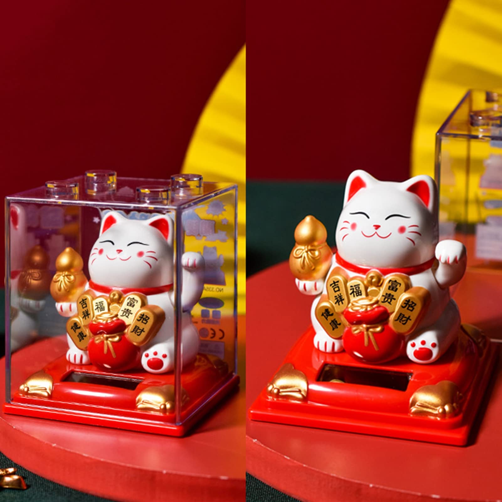 Chat Porte-bonheur Solaire – Figurine Qui Balance La Patte, Décoration Maison/voiture – Blanc, Jaune Ou Noir – Sans Pile