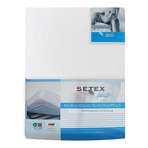 SETEX Molton Köper Mattress Protector 160 x 200 cm, Mattress Protector 100% Cotton Basic, White