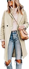 [50% off] Tanming Women's Notch Lapel Double Breasted Wool Blend Mid Long Pea Trench Coat