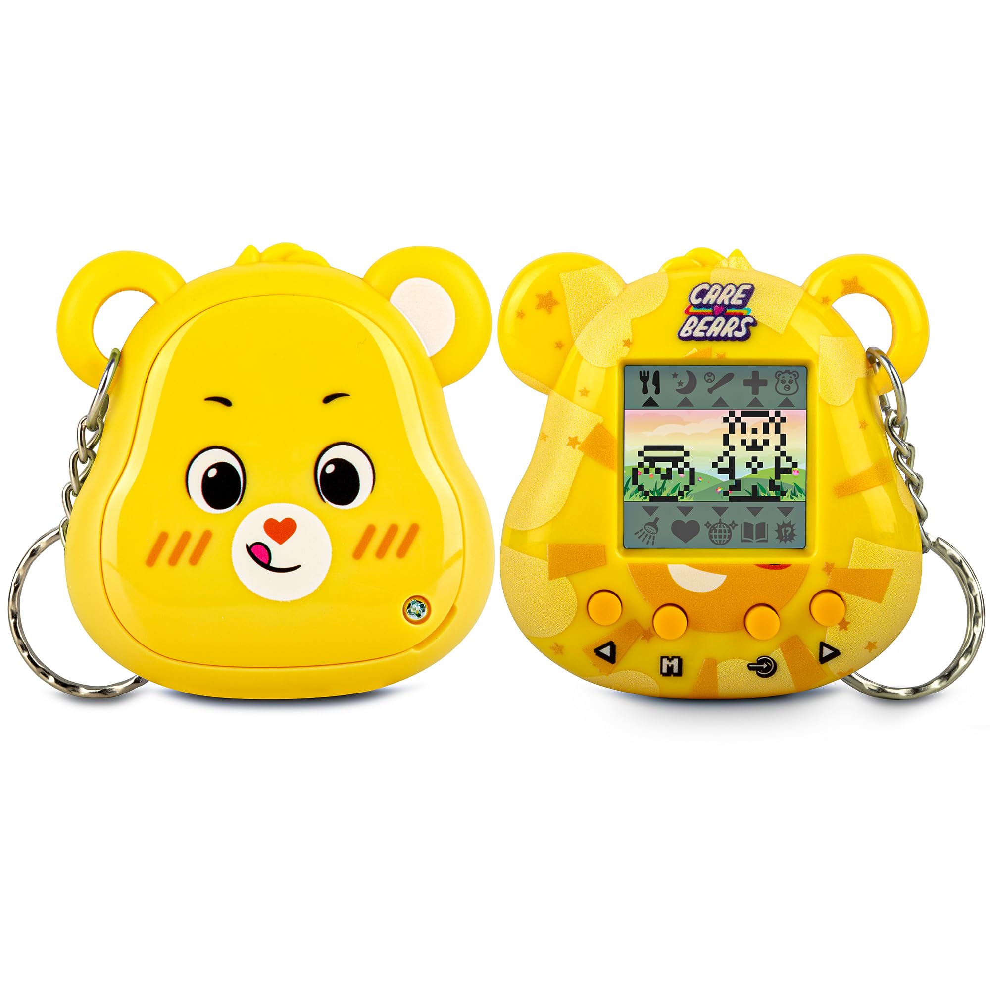Care Bears Digital Pet - Funshine Bear Cyber Pet with Care Features, 1.4” Inch Screen, Handheld Interactive Virtual Pets for Kids, Collectible Electronic Toy, Battery Included