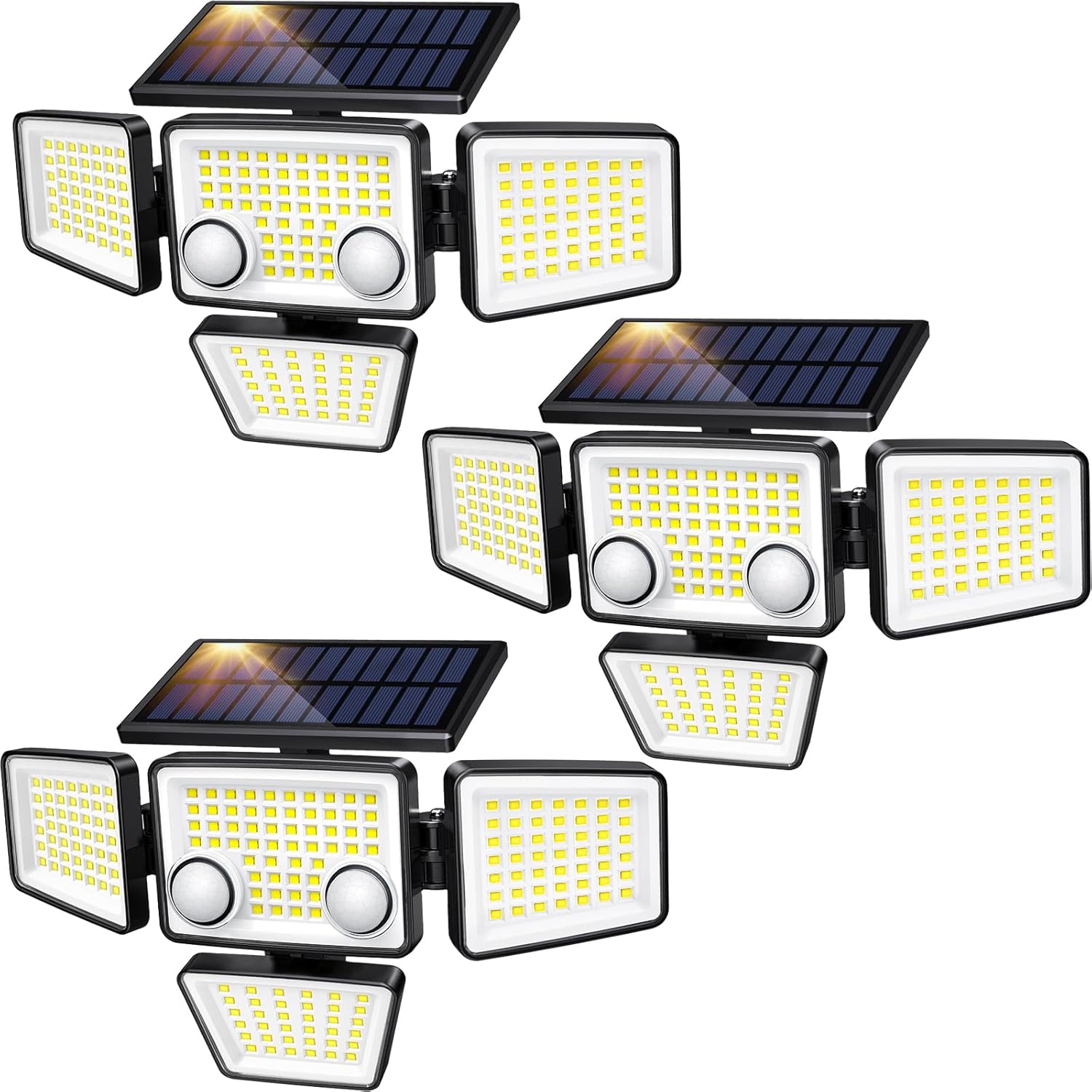 3000LM Black Solar Motion Sensor Security Flood Light