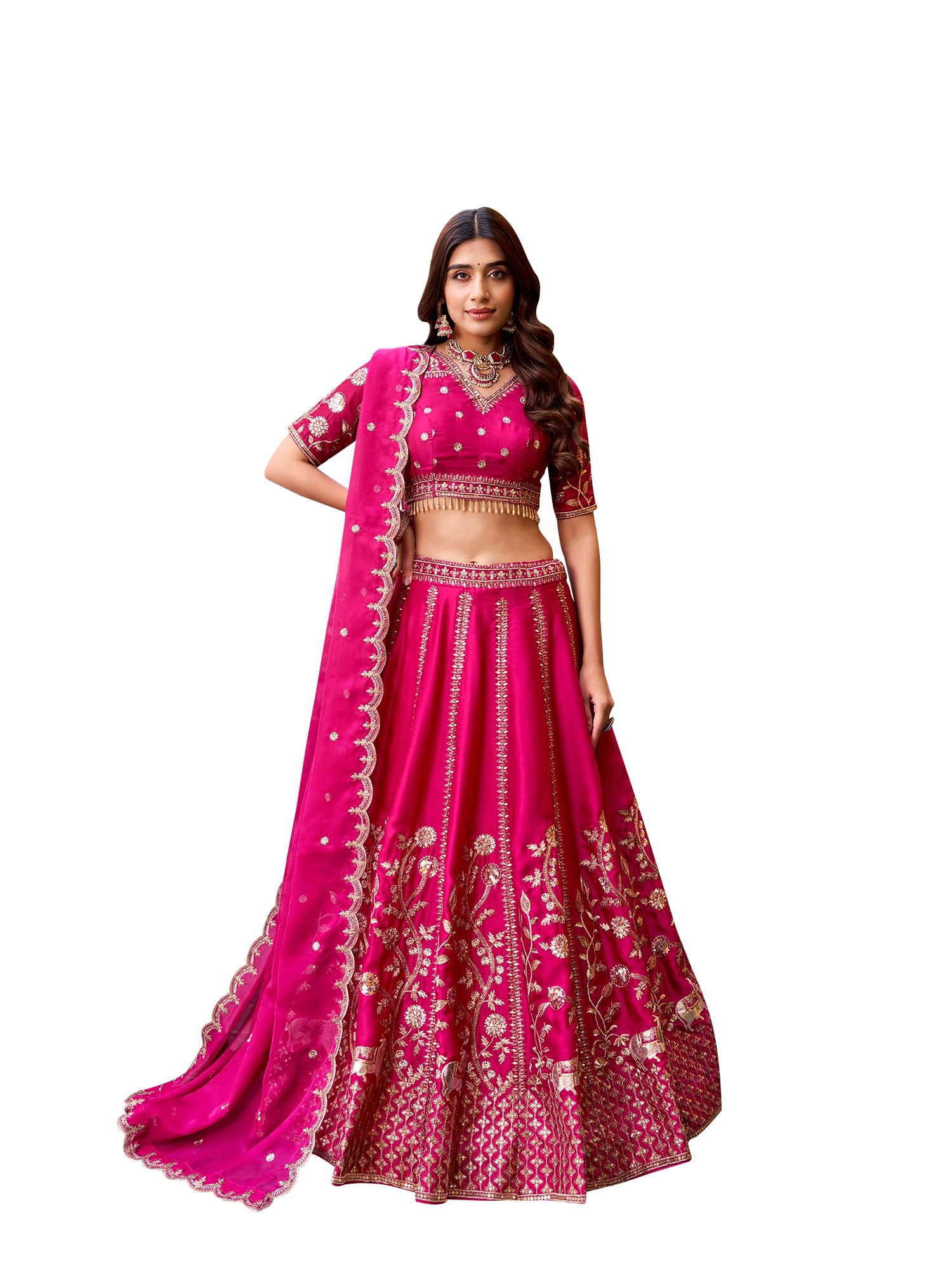 Graceful Natural Silk Lehenga Choli with Intricate Sequins & Thread Embroidery-image-13