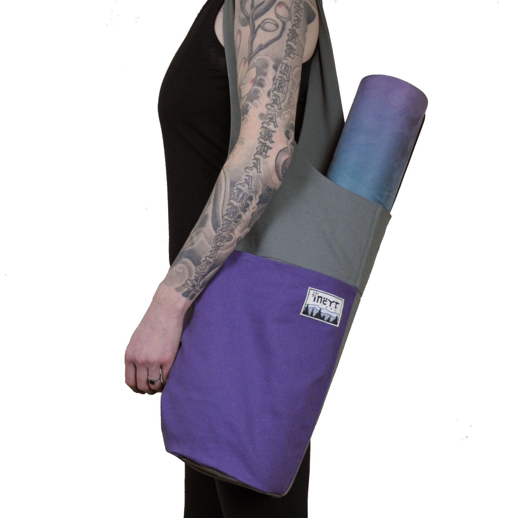 Yoga Sling Bag: Premium Canvas Yoga Tote, Over The Shoulder Mat Carrier with Interior Zipper Pocket and Leash Keychain, Classic Style, Fits Most Mats