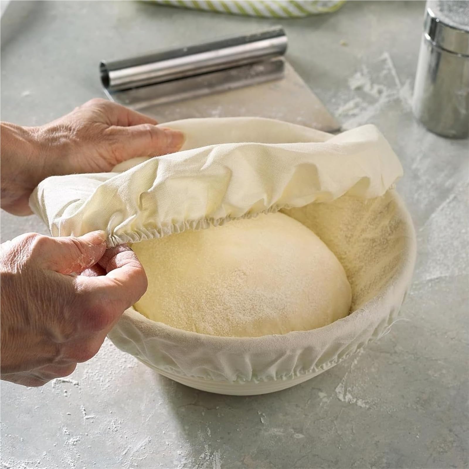Cesta Para Fermentar Pan Cesta a prueba de pan de 1/2 Uds., cesta a prueba de masa fermentada de 9 pulgadas, cuencos redondos a prueba, cestas y revestimientos de ratán hechos a mano(2pcs)