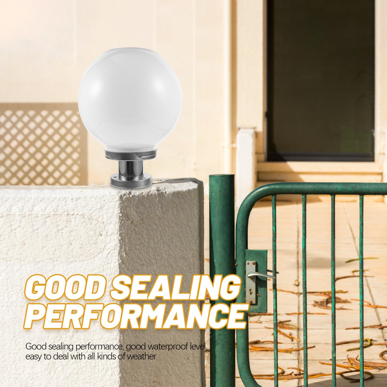 BESTonZON Lámpara Solar Para Exteriores Forma De Bola, Luz Solar Estigmatizada, Blanca 250mm, Aplique De Pared Para Patio, Resistente Al Agua, Luz Ambiental Para Jardín