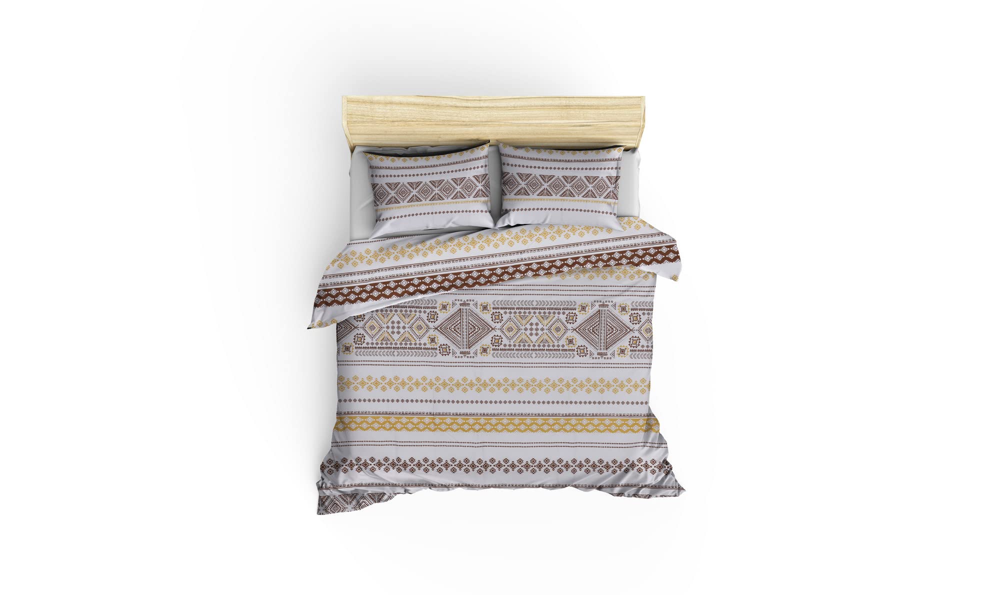OJOS Ranforce Juego de Funda nórdica Doble (220 x 220 cm), Suave Juego de Ropa de Cama – Funda nórdica – Fundas de edredón – Fundas de Almohada – (Blanco, marrón, Amarillo)