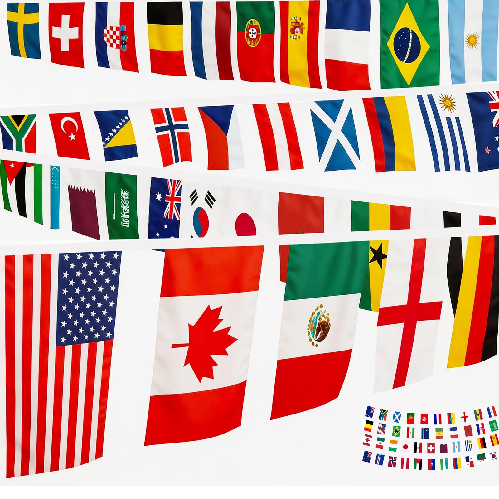 World Cup Flags Bunting 2026 include All 48 Teams Countries 46ft/14m Double Sides Fabric Banner World Cup Football 2026 Flags Bunting Banner Party Decorations for Garden Room Street Bar — image 1