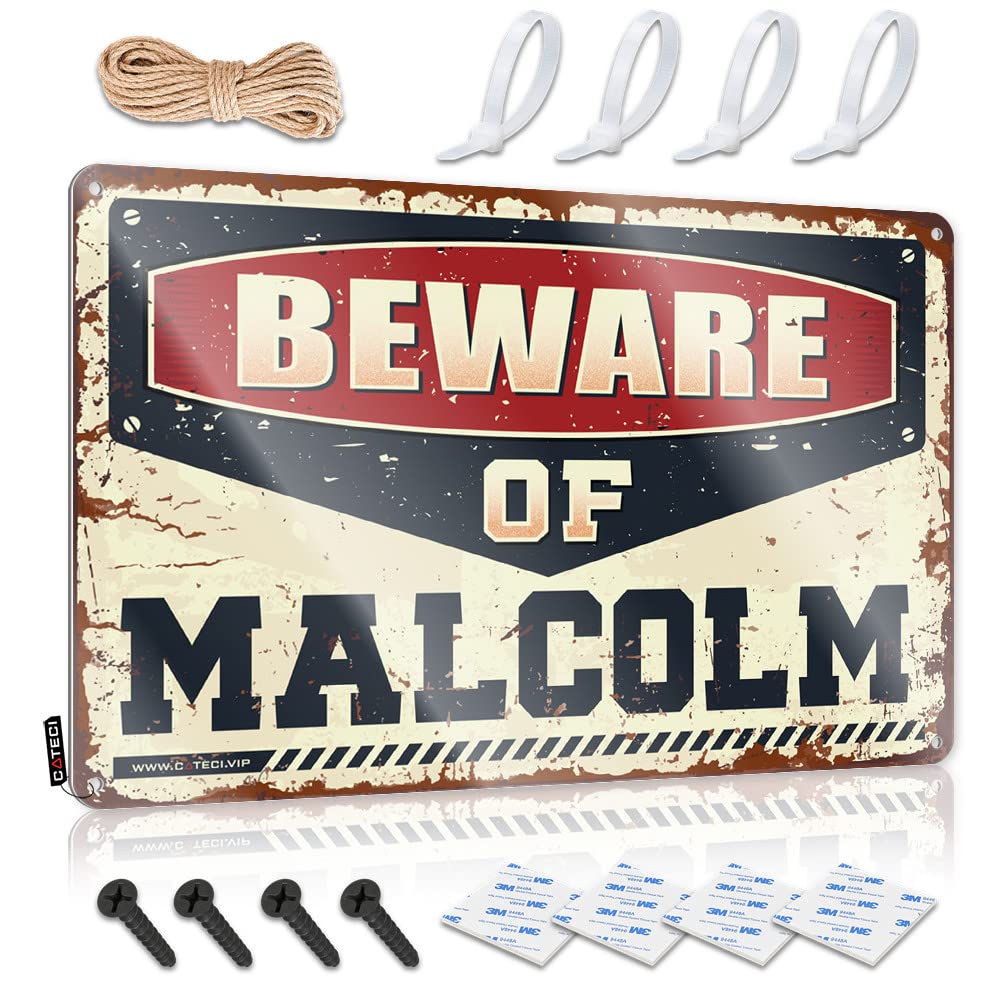 Bar Open Metal Sign Beware Of Malcolm Tin Sign Tinsign Decor Coffee Sign Decor(20X30CM)