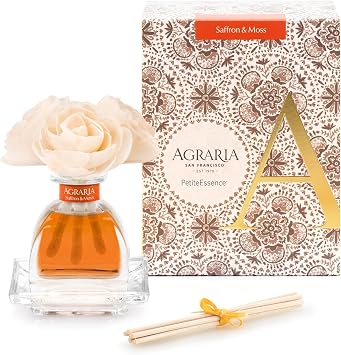 Agraria PetiteEssence Flower and Reed Diffuser Set, Hand Crafted Sola Flower Botanical Home Fragrance Diffuser, Home, Coffee Table Decor for Living Room, Bedroom, and More
